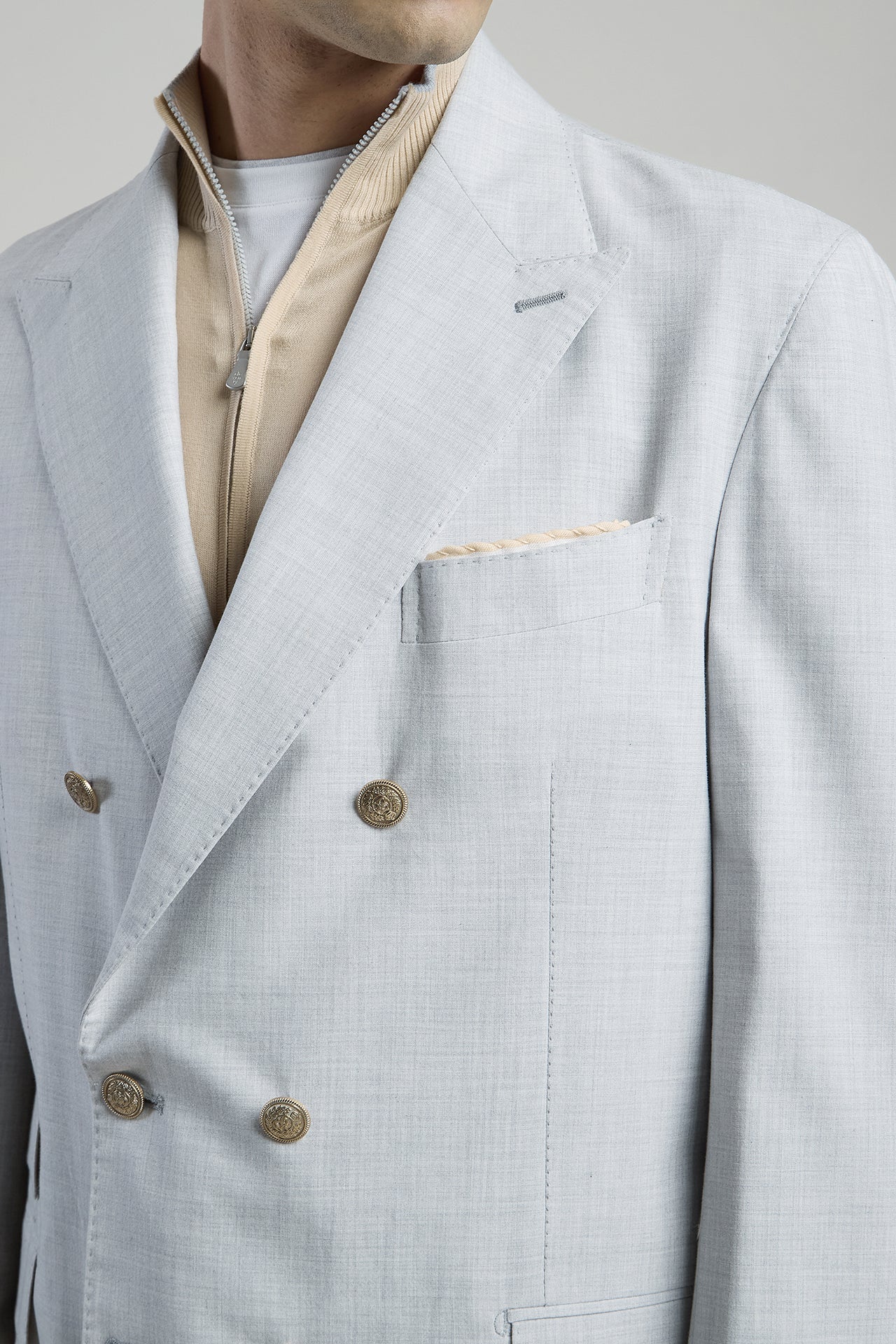 Men's Double-Breasted Wool Cotton and Silk Suit | Eleventy - Image 4