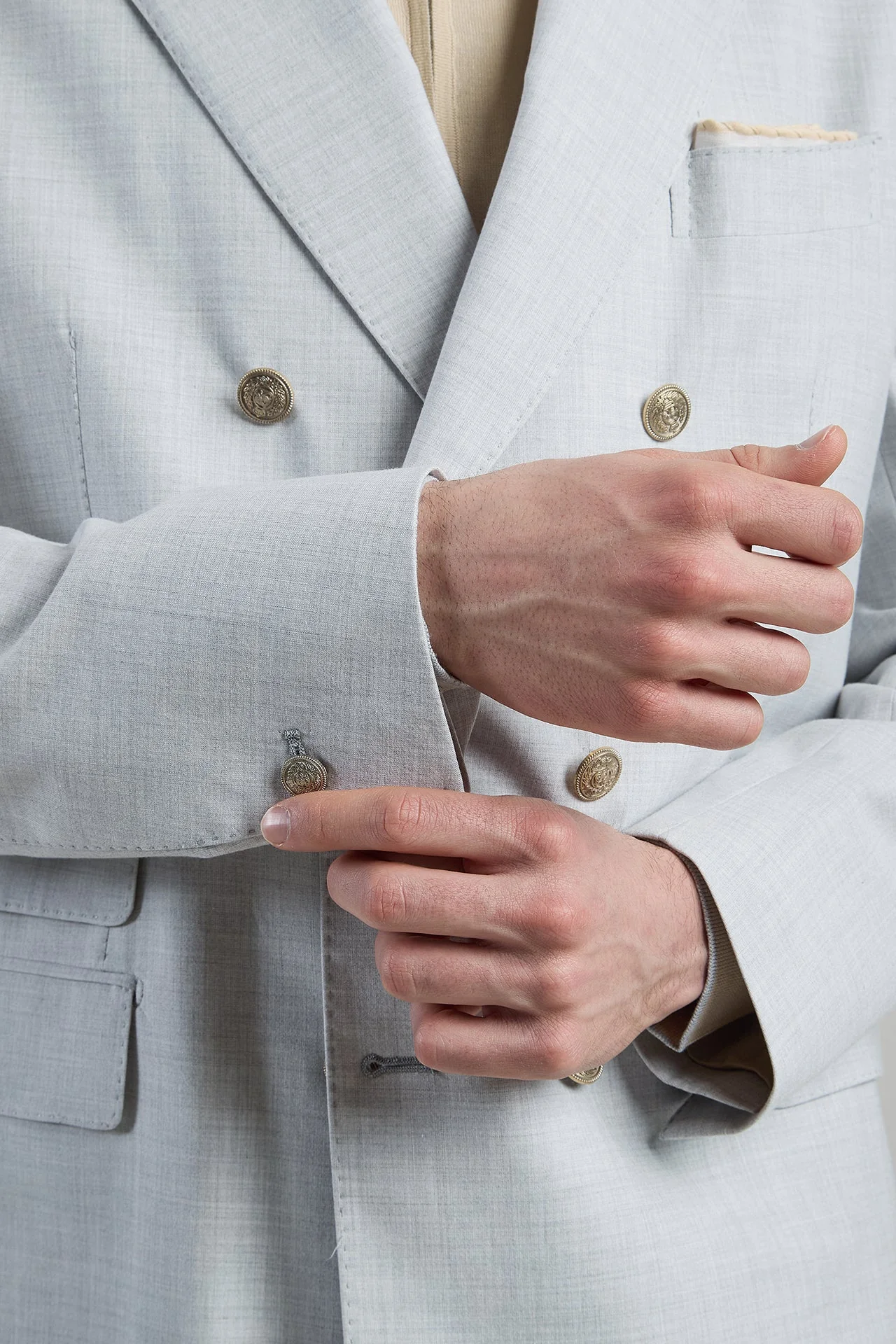 Men's Double-Breasted Wool Cotton and Silk Suit | Eleventy - Image 5