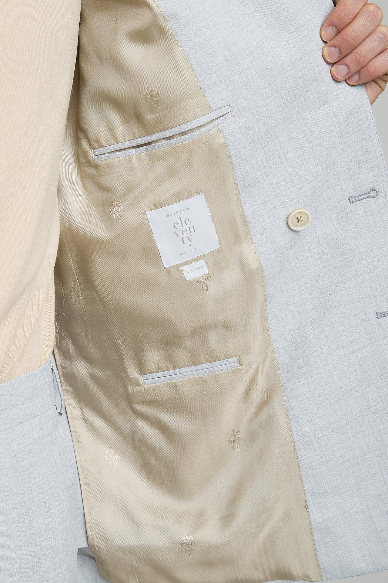 Men's Double-Breasted Wool Cotton and Silk Suit | Eleventy - Image 6