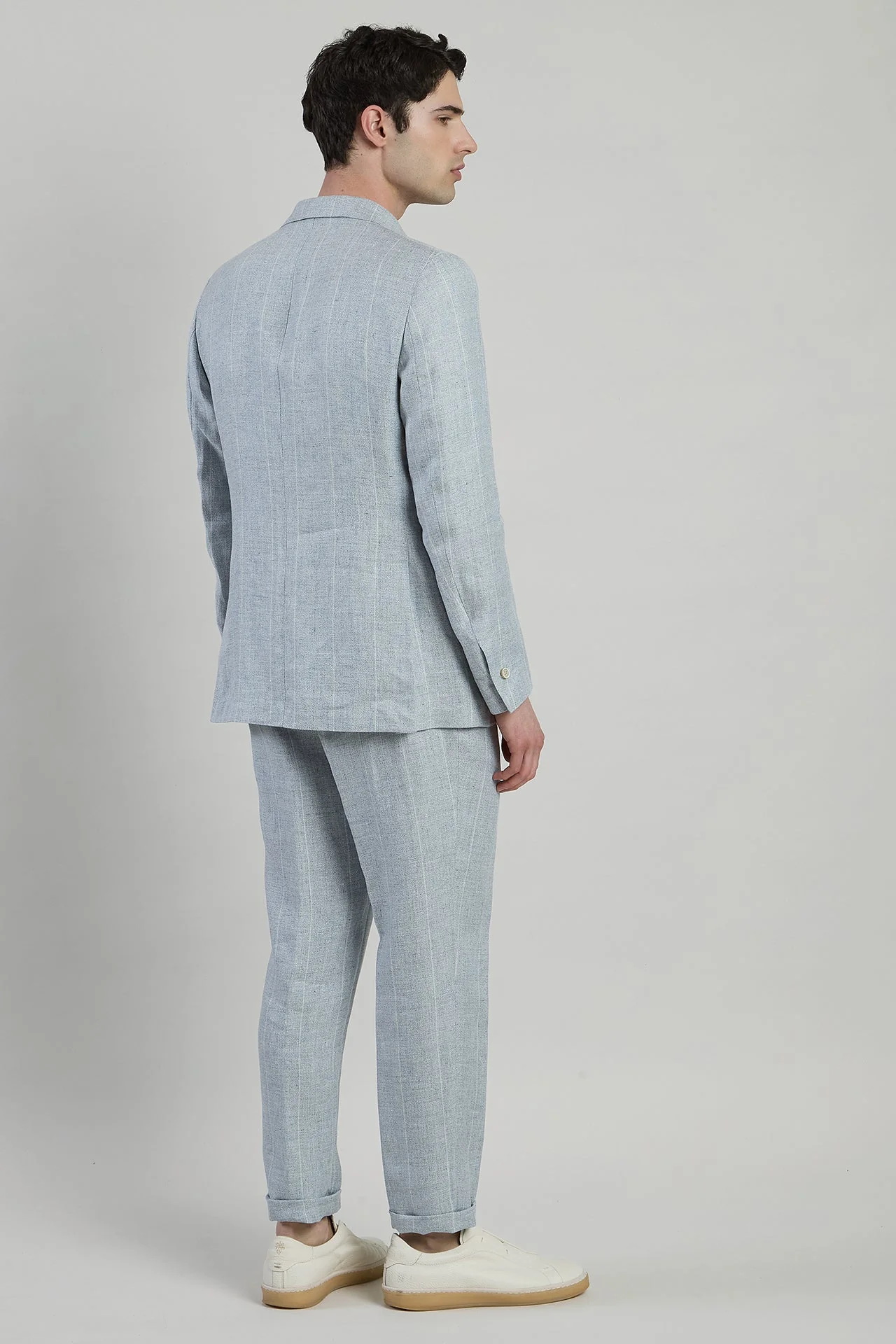 Men's Slim Fit Single-Breasted Pinstripe Linen Suit | Eleventy - Image 3