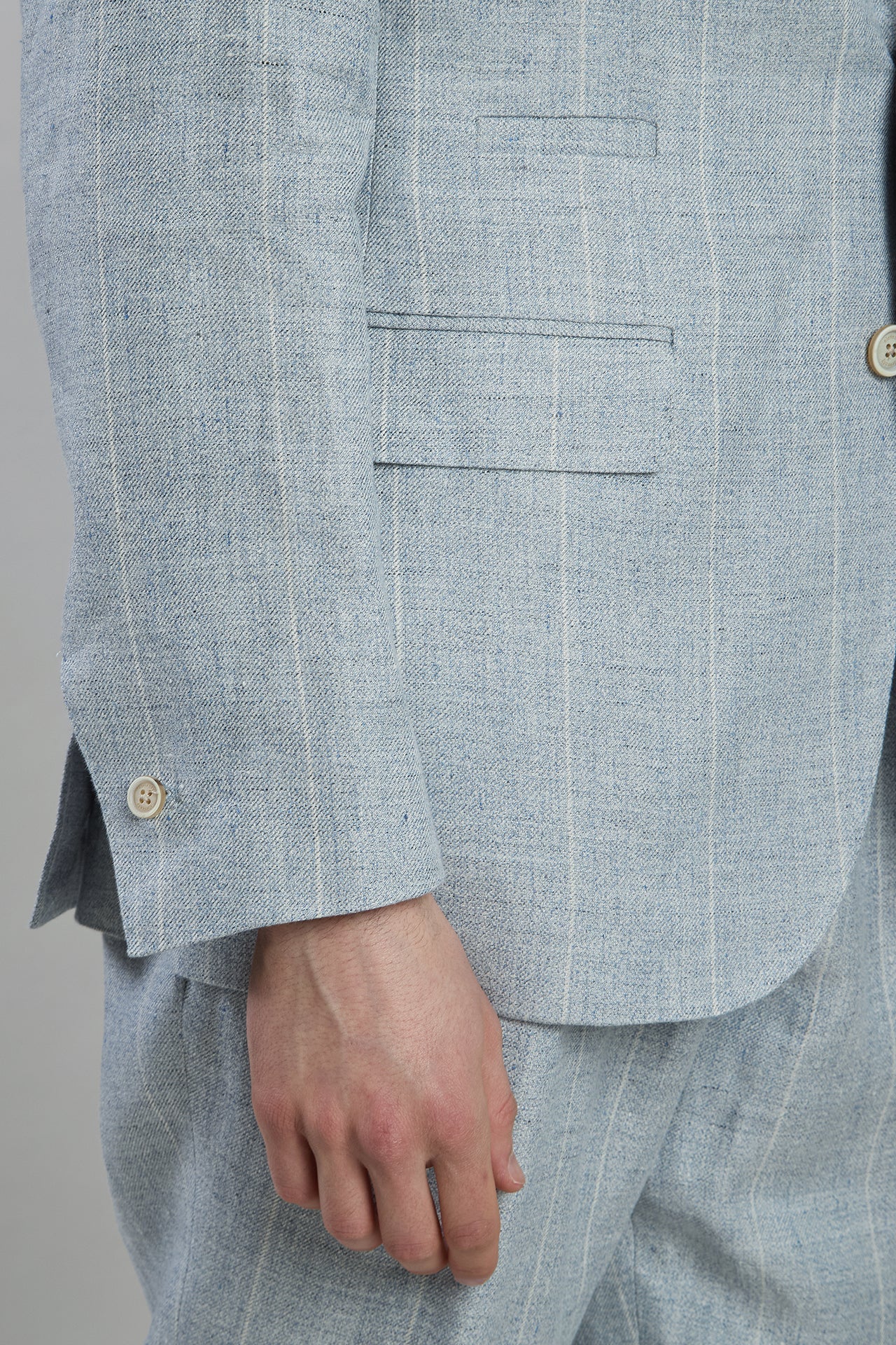 Men's Slim Fit Single-Breasted Pinstripe Linen Suit | Eleventy - Image 6