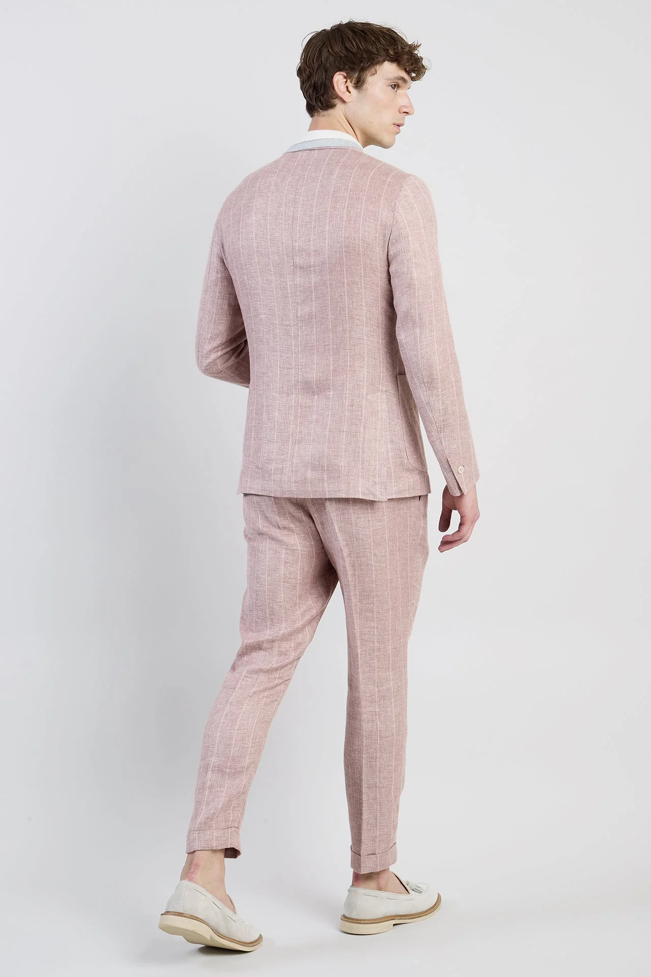 Single-Breasted Linen Cashmere and Silk Slim Suit | Eleventy - Image 3