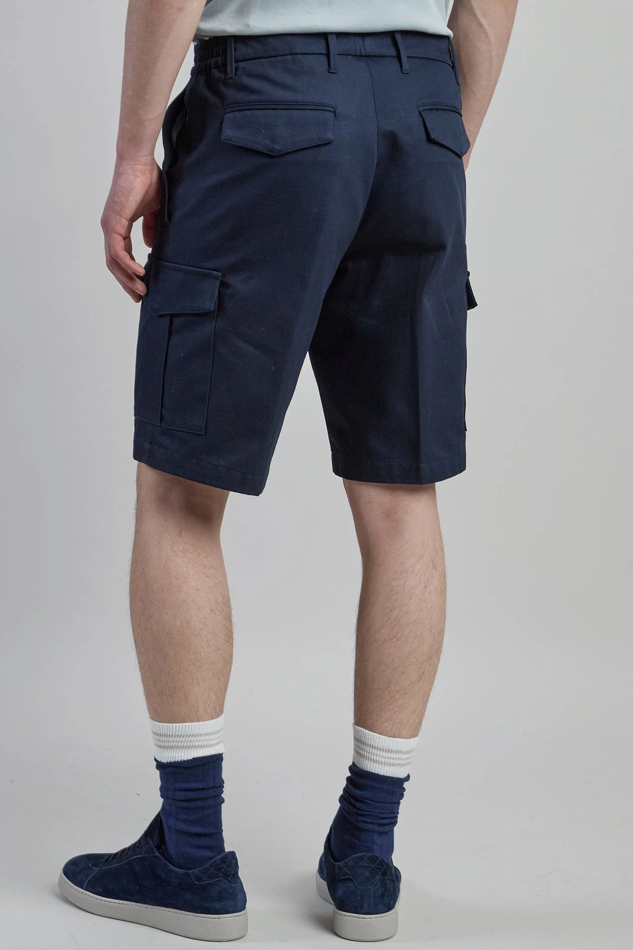 Men's Cotton Cargo Bermuda Shorts with Elastic Waist | Eleventy - Image 3