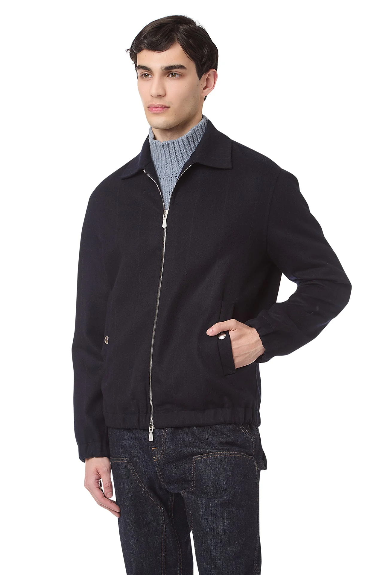 FULL ZIP BOMBER JACKET WITH SHIRT COLLAR - Image 3
