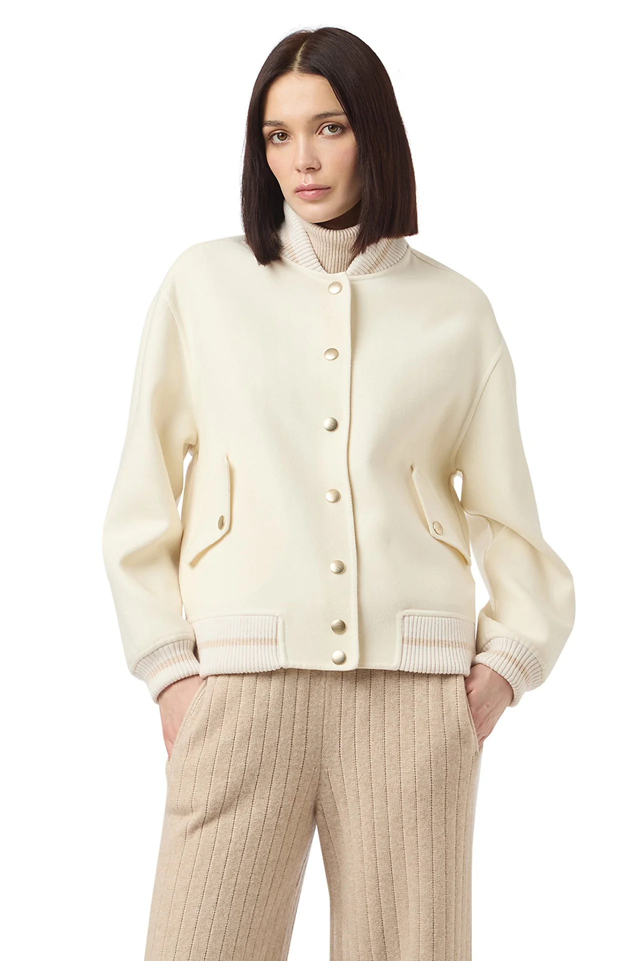 WOOL BOMBER JACKET WITH KNITTED PARTS - Image 2