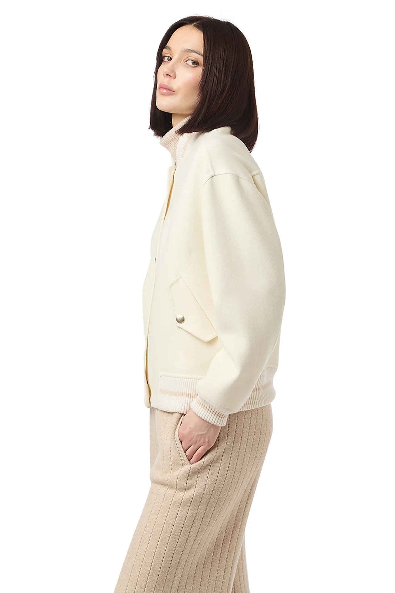 WOOL BOMBER JACKET WITH KNITTED PARTS - Image 3