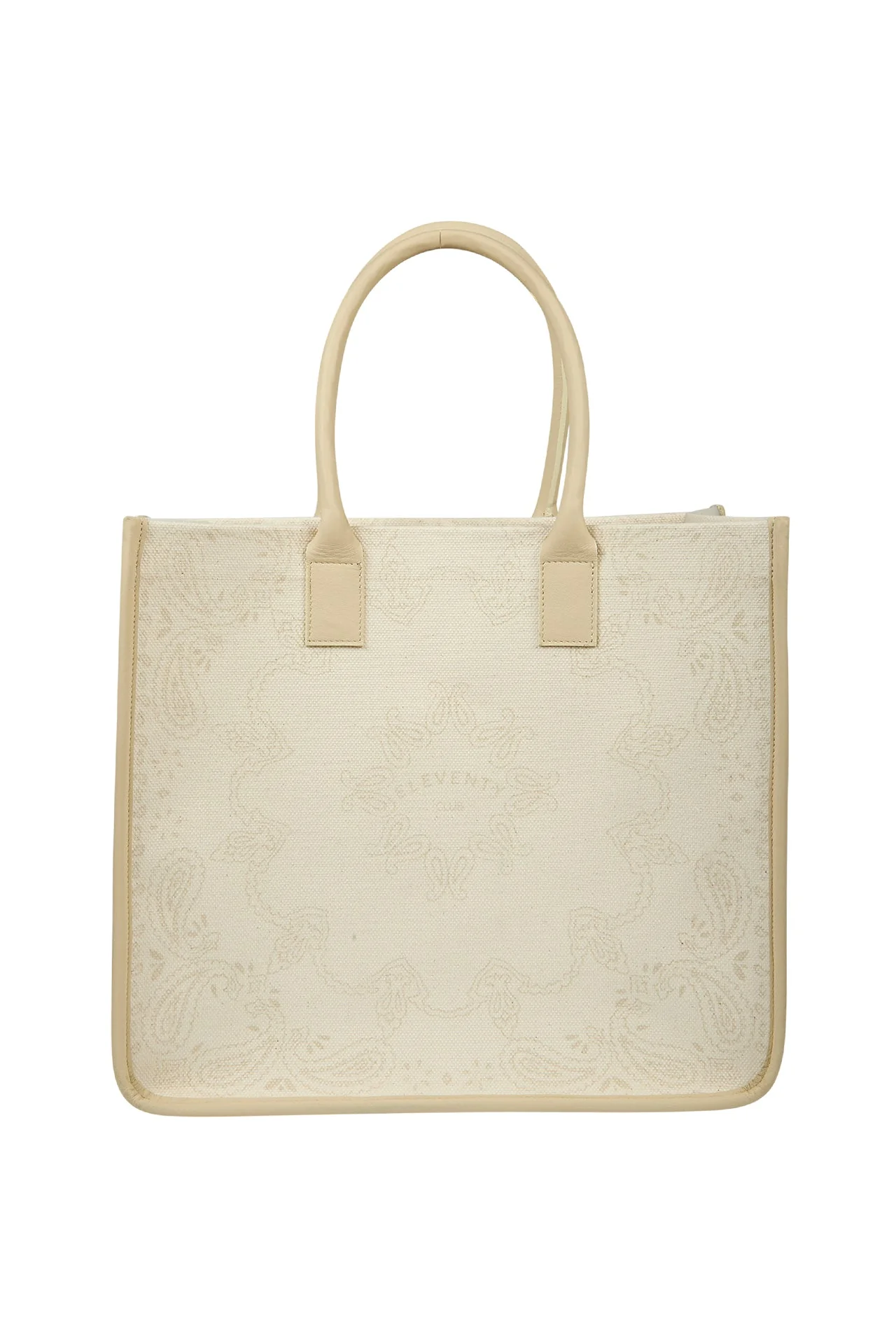 Men's Printed Canvas and Leather Tote Bag with Paisley | Eleventy