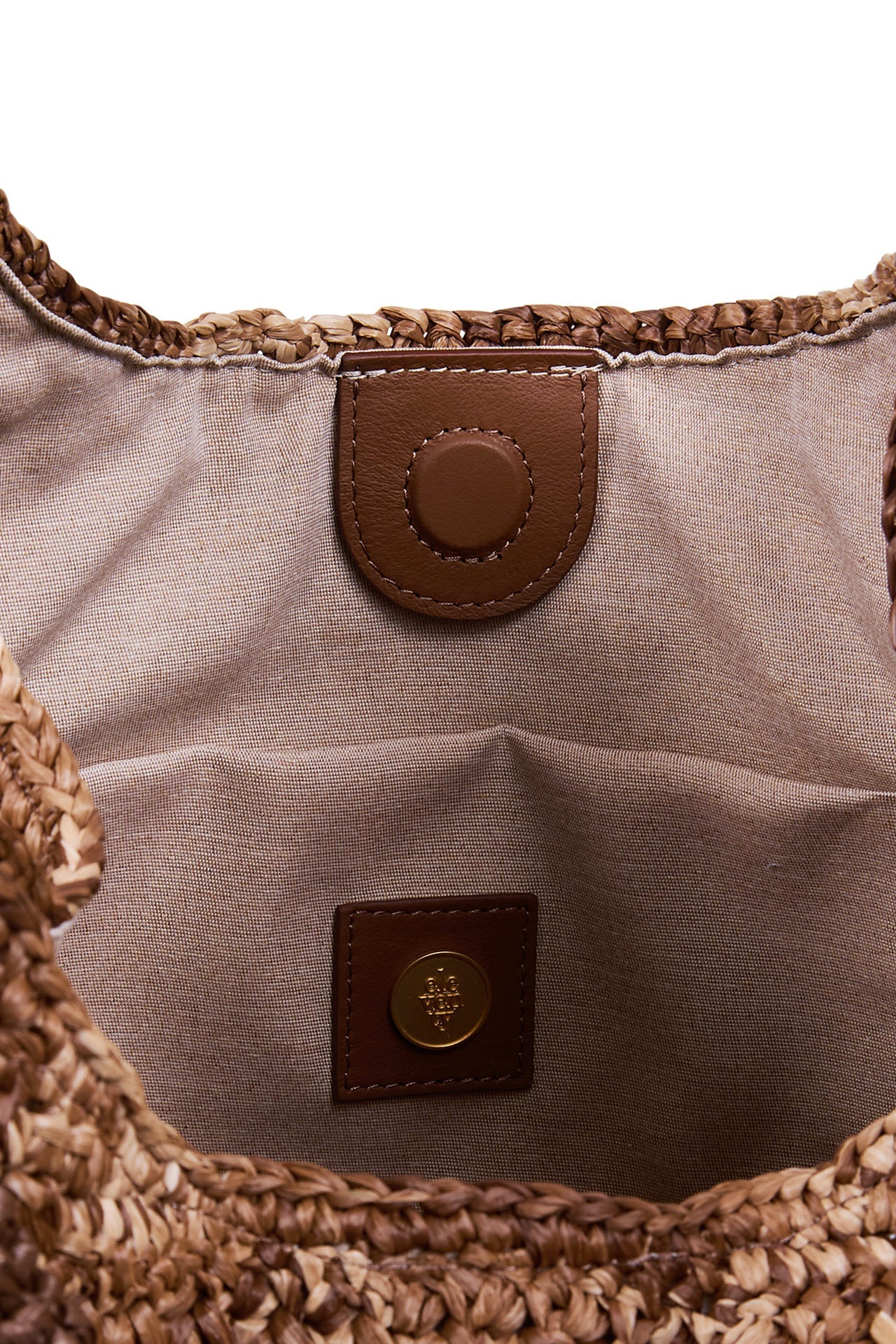 Large Hand-Woven Raffia Bag with Nappa Leather Details | Eleventy - Image 3