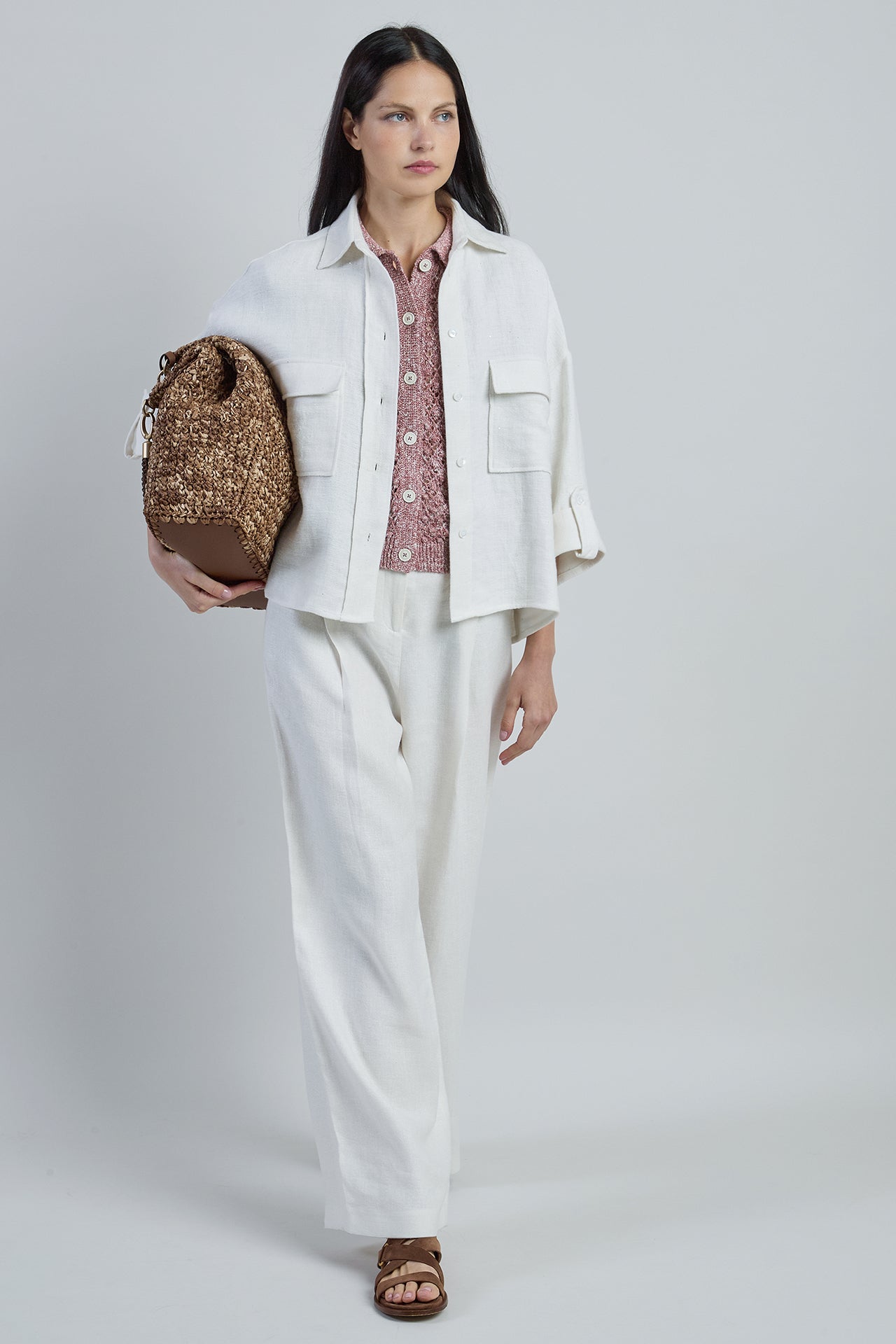 Women's Hemp and Linen Oversized Shirt with Pockets | Eleventy - Image 2