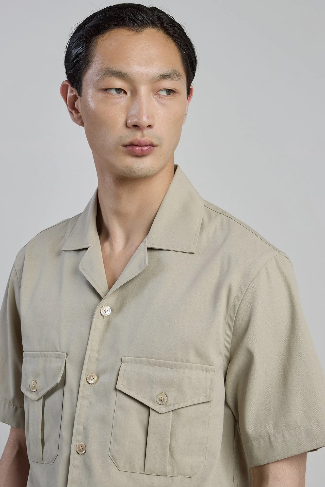 Men's Short Sleeve Cotton Shirt with Bowling Collar | Eleventy - Image 4