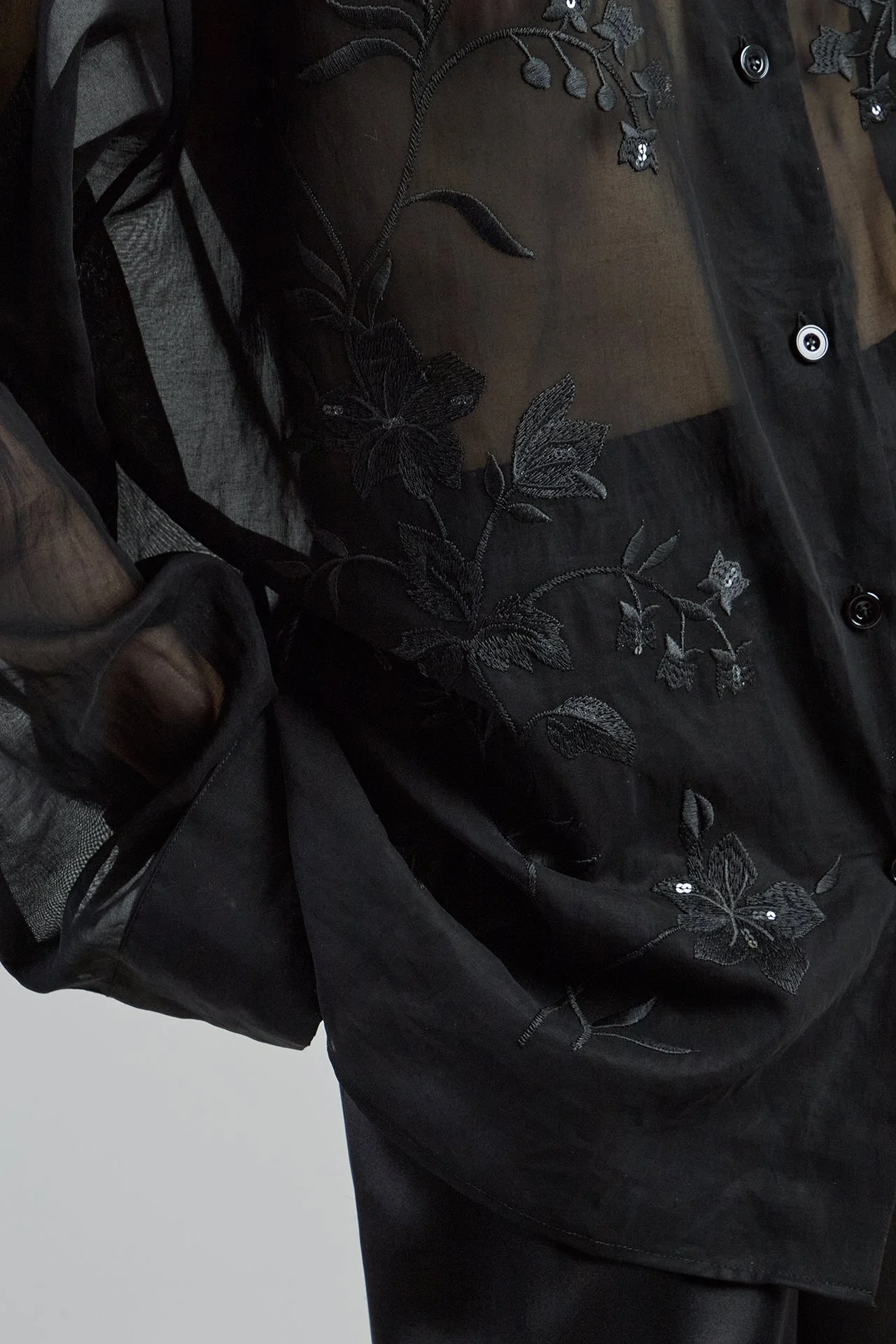 Women's Japanese Cotton Gauze Shirt with Embroidery | Eleventy - Image 4