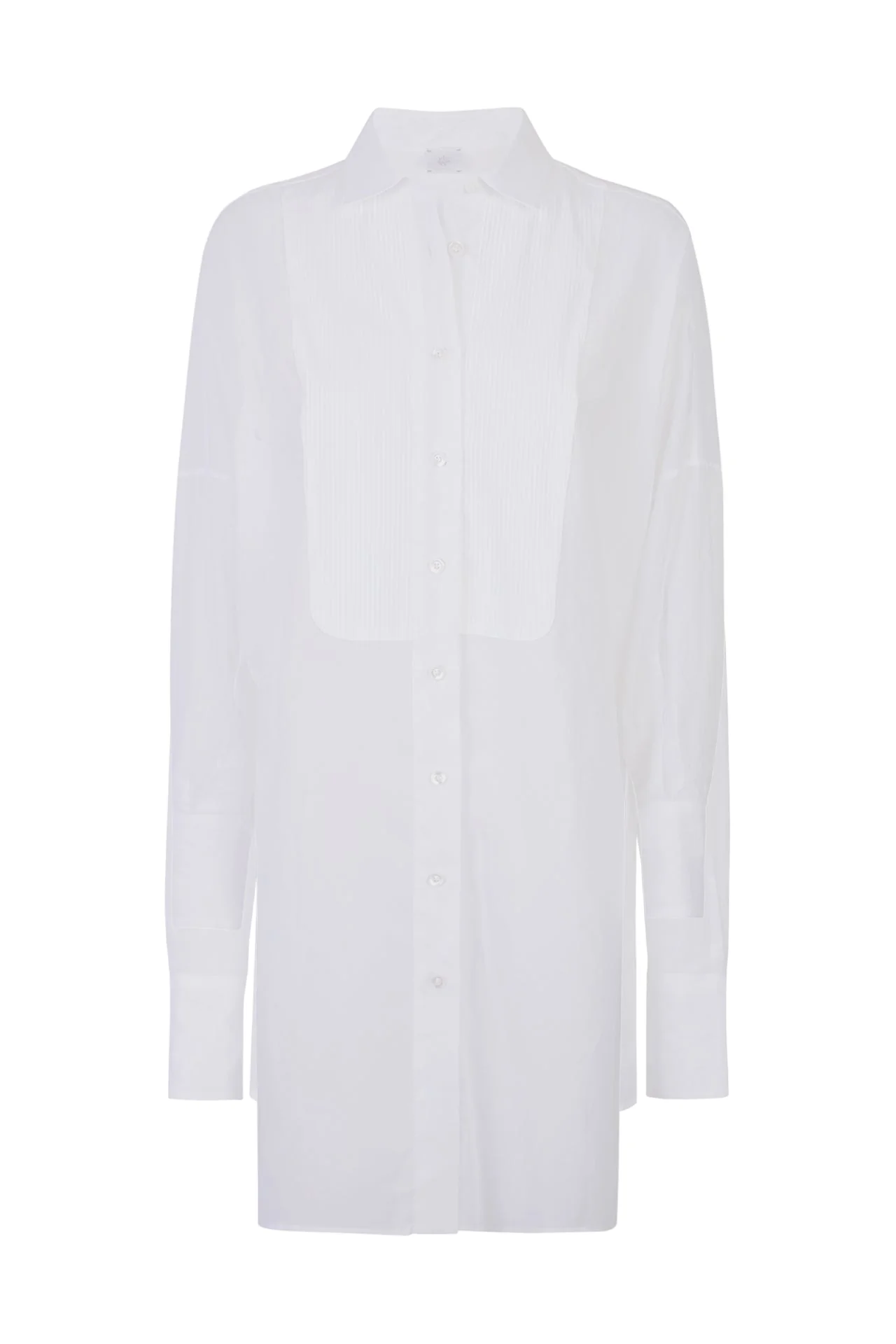 Women's Japanese Cotton Gauze Long Shirt with Plastron | Eleventy
