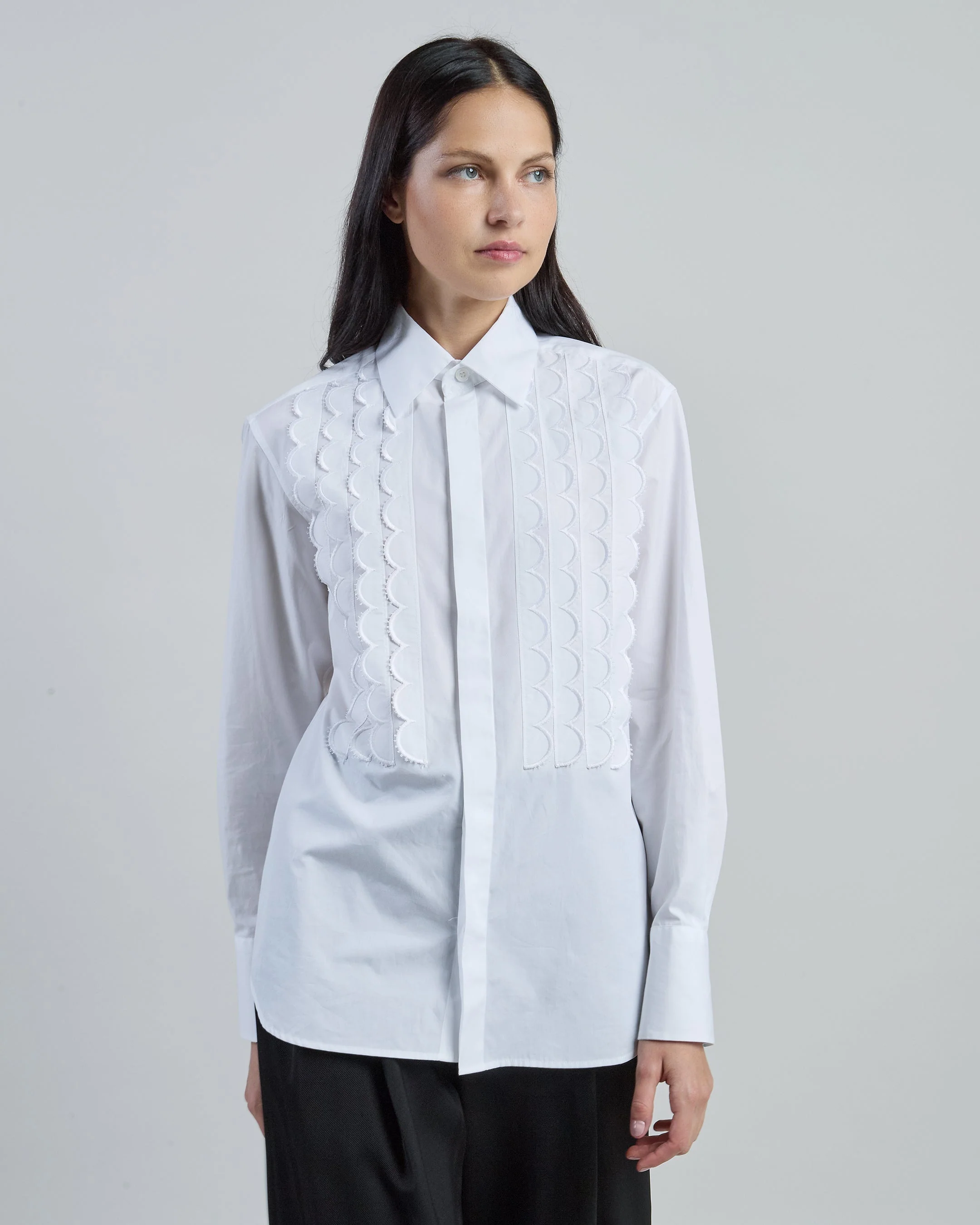 Women's Oversized Pleated Cotton Poplin Shirt | Eleventy - Image 2