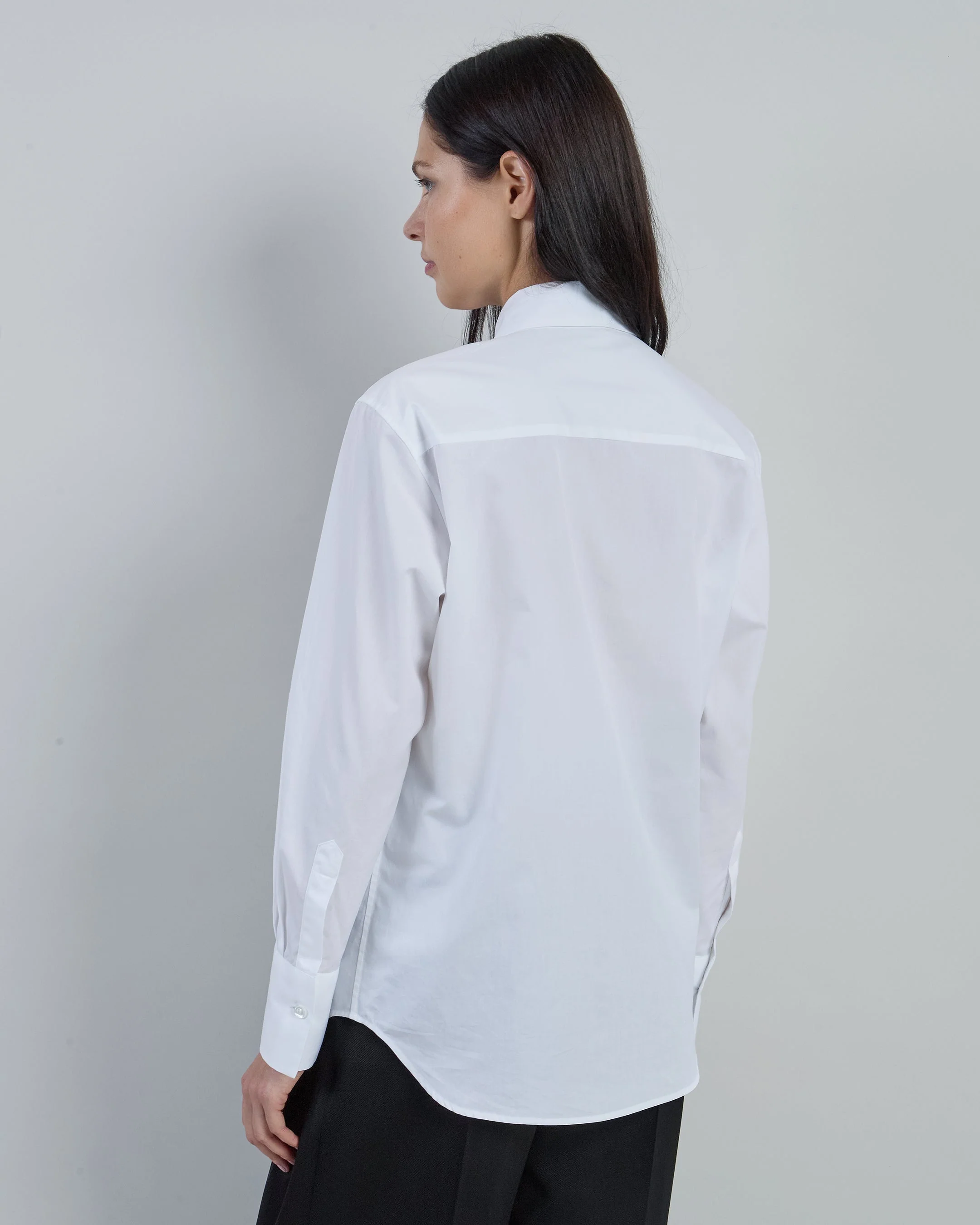 Women's Oversized Pleated Cotton Poplin Shirt | Eleventy - Image 3