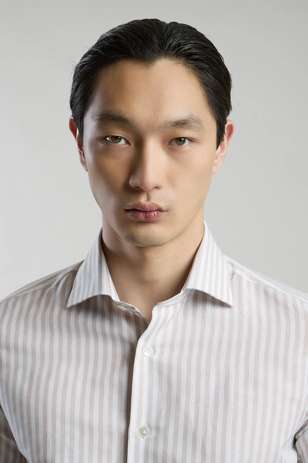 Men's Slim Fit Striped Cotton and Linen Shirt | Eleventy - Image 4