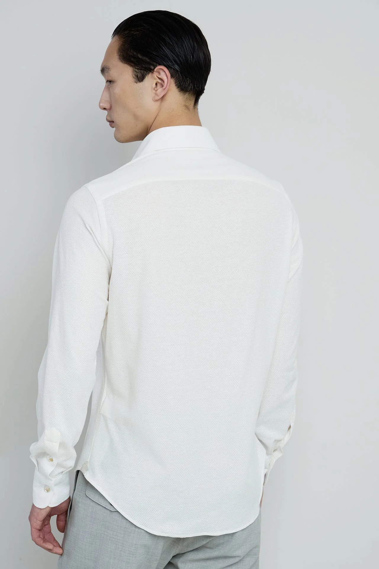 Men's Slim Fit Dandy Shirt in Cotton Linen Jersey | Eleventy - Image 3