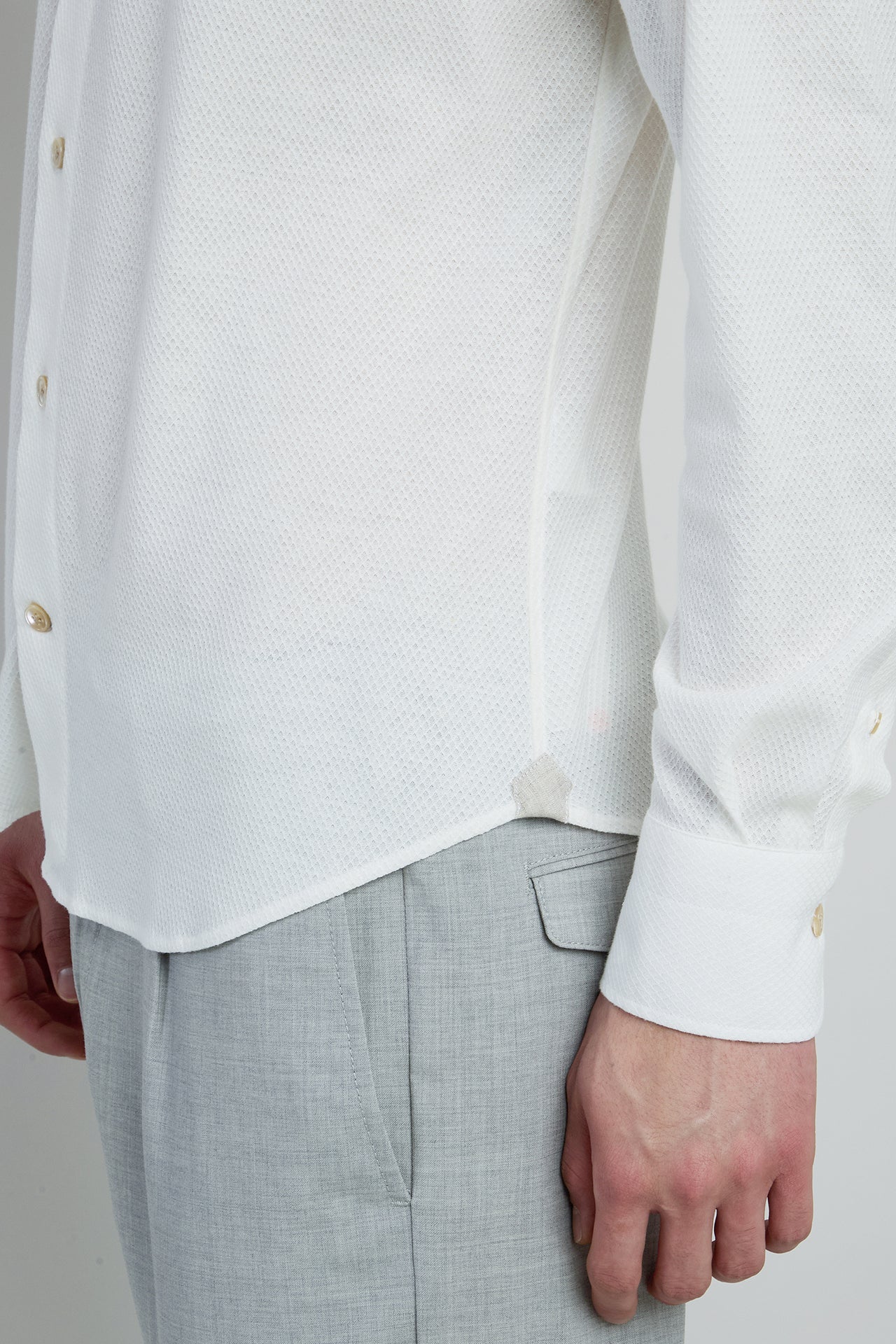 Men's Slim Fit Dandy Shirt in Cotton Linen Jersey | Eleventy - Image 5