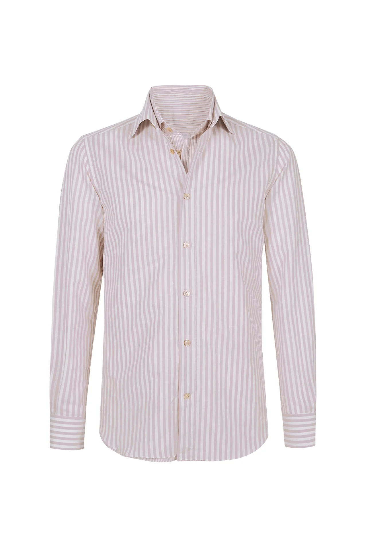 Men's Dandy Double Collar Striped Cotton and Linen Shirt | Eleventy