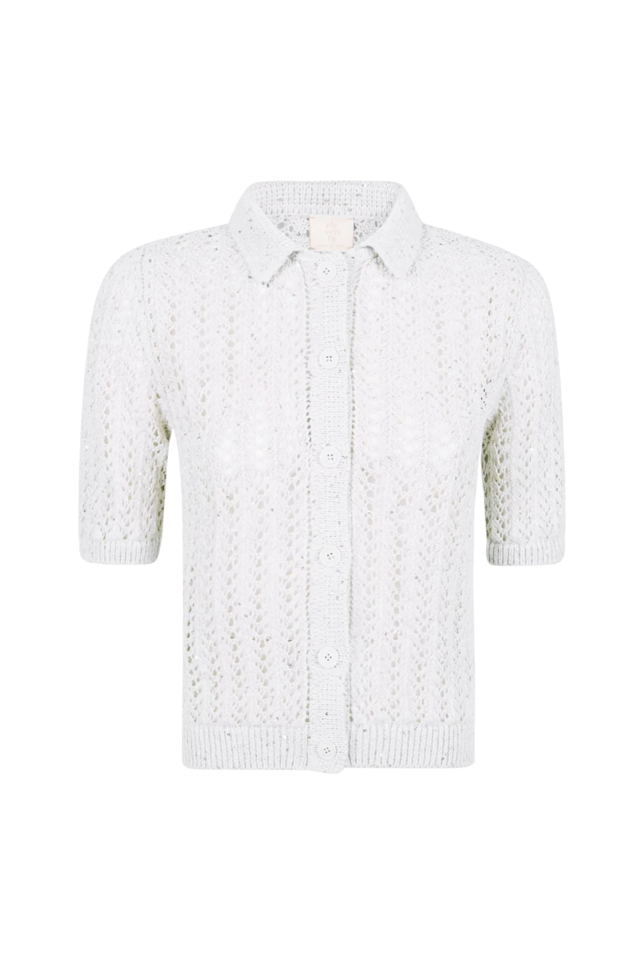 Women's Cotton Linen Knitted Shirt with Sequins | Eleventy