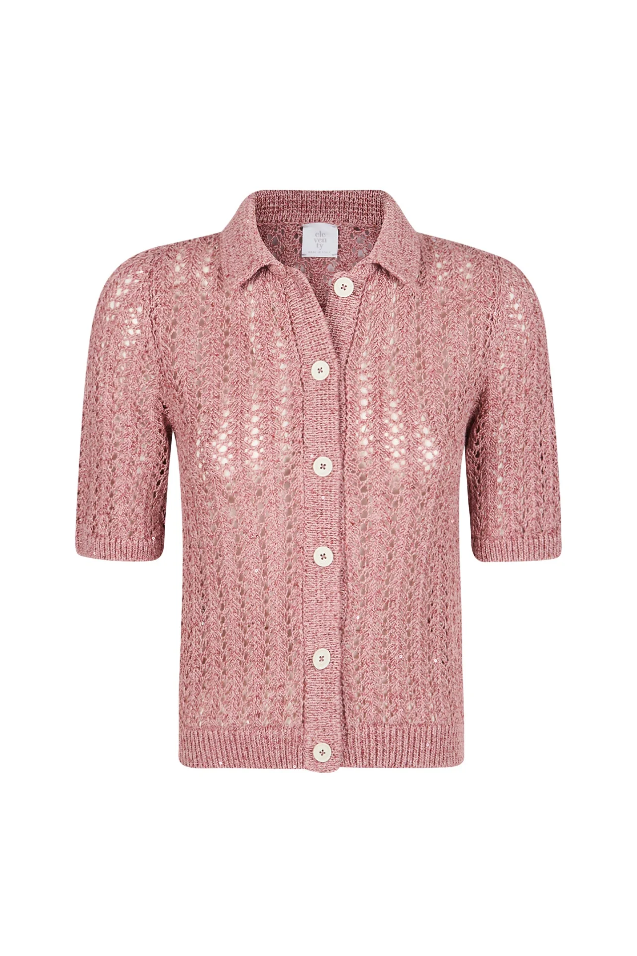 Women's Cotton Linen Knitted Shirt with Sequins | Eleventy - Image 5