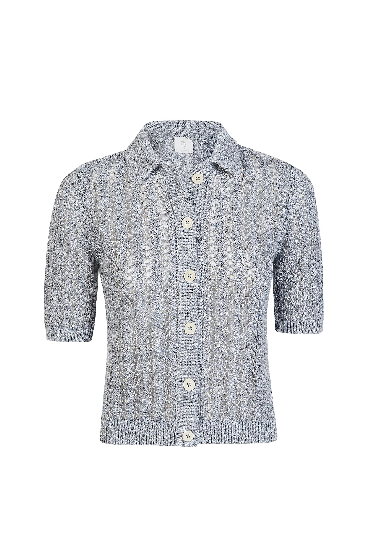 Women's Cotton Linen Knitted Shirt with Sequins | Eleventy - Image 9