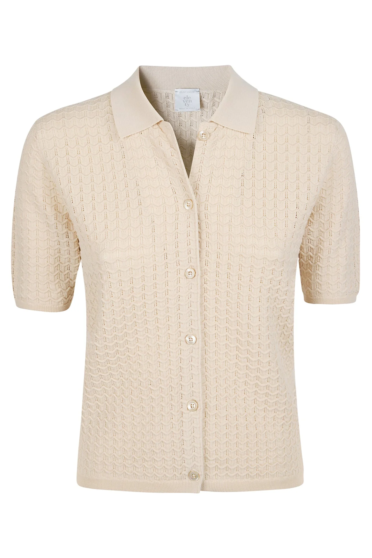 Women's 14 Micron Wool Short Sleeve Knitted Shirt | Eleventy