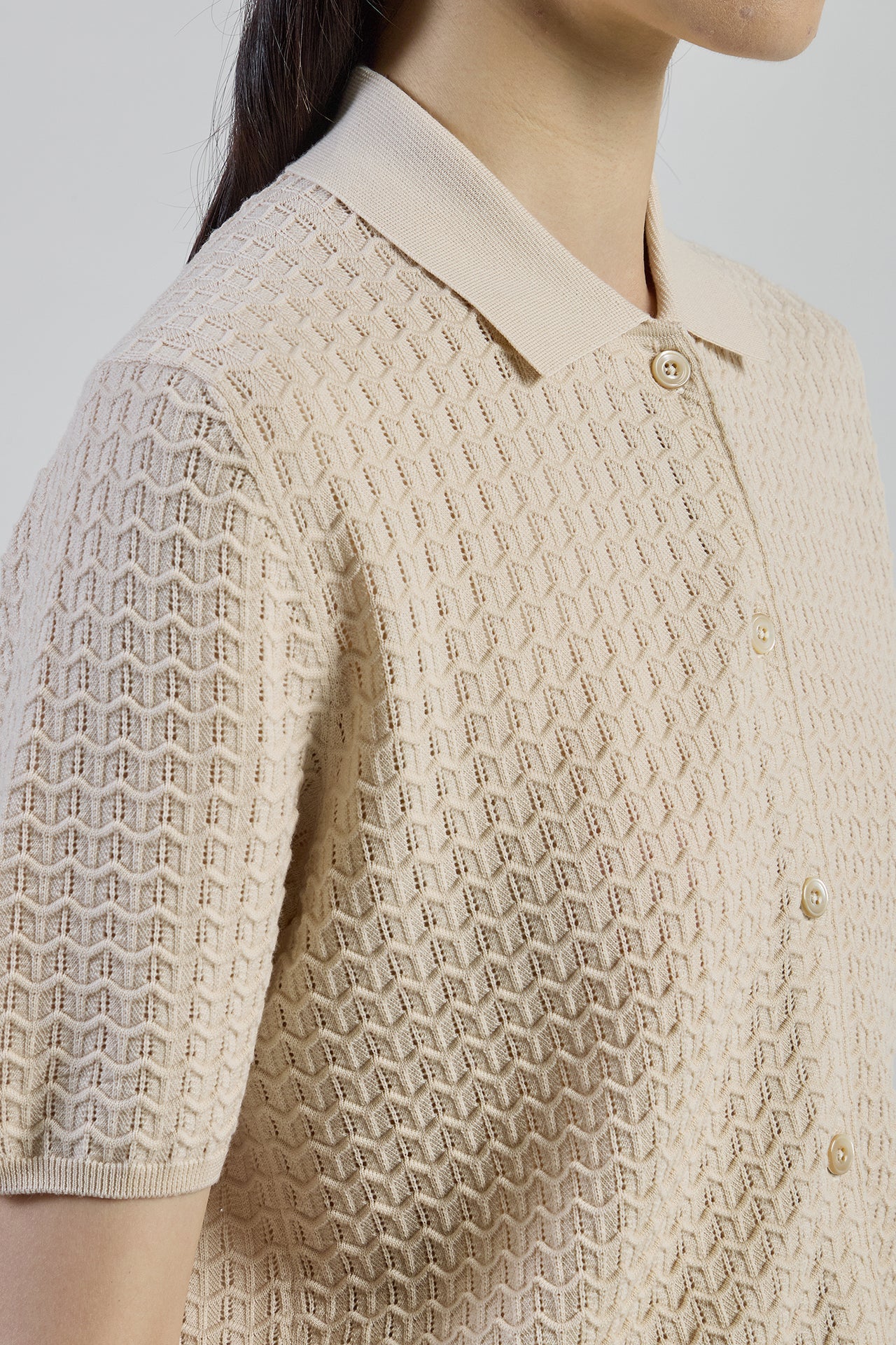 Women's 14 Micron Wool Short Sleeve Knitted Shirt | Eleventy - Image 4