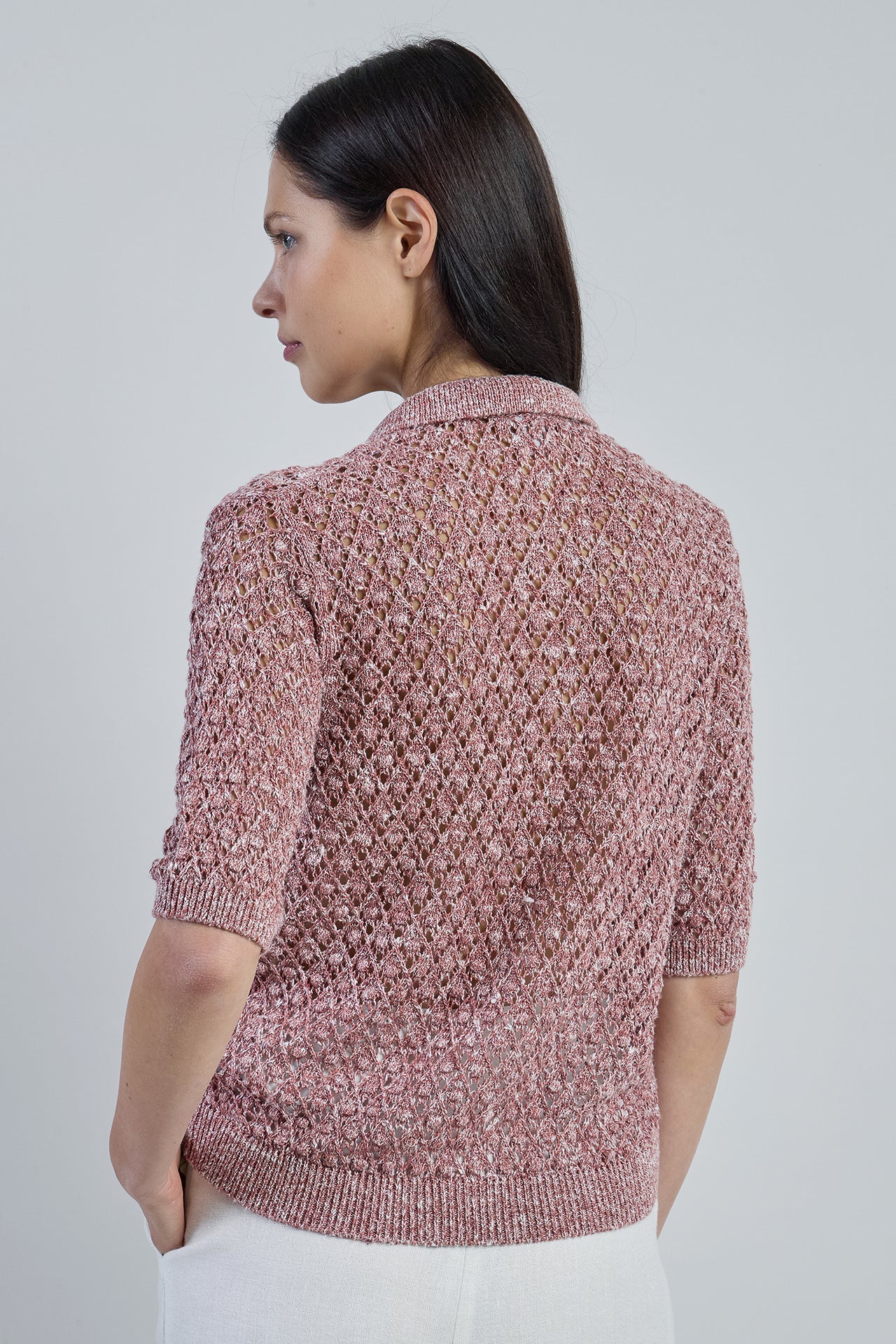 Women's Linen Cotton and Silk Knitted Overshirt | Eleventy - Image 3