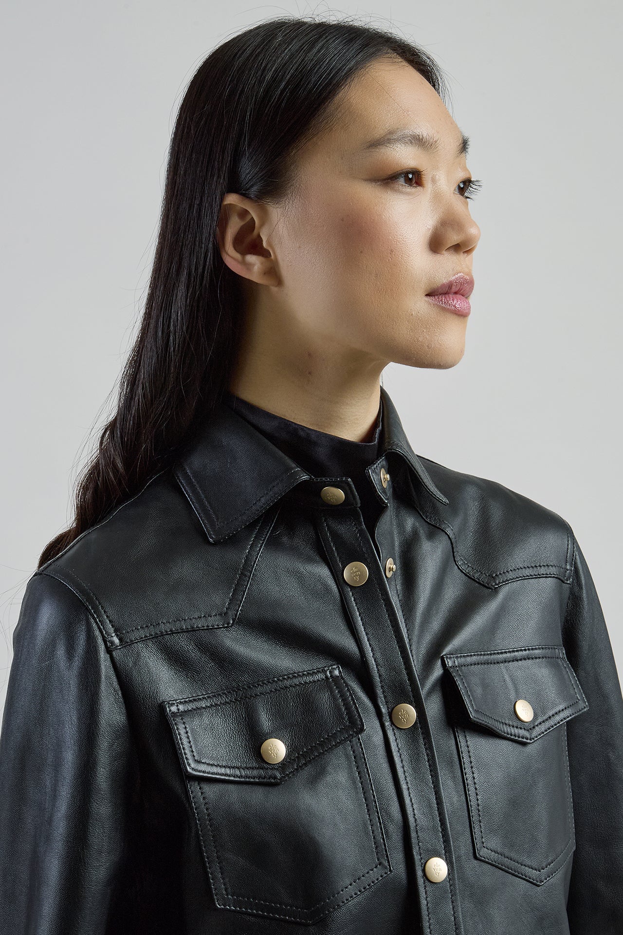 Women's Western-Style Nappa Lambskin and Suede Shirt | Eleventy - Image 8