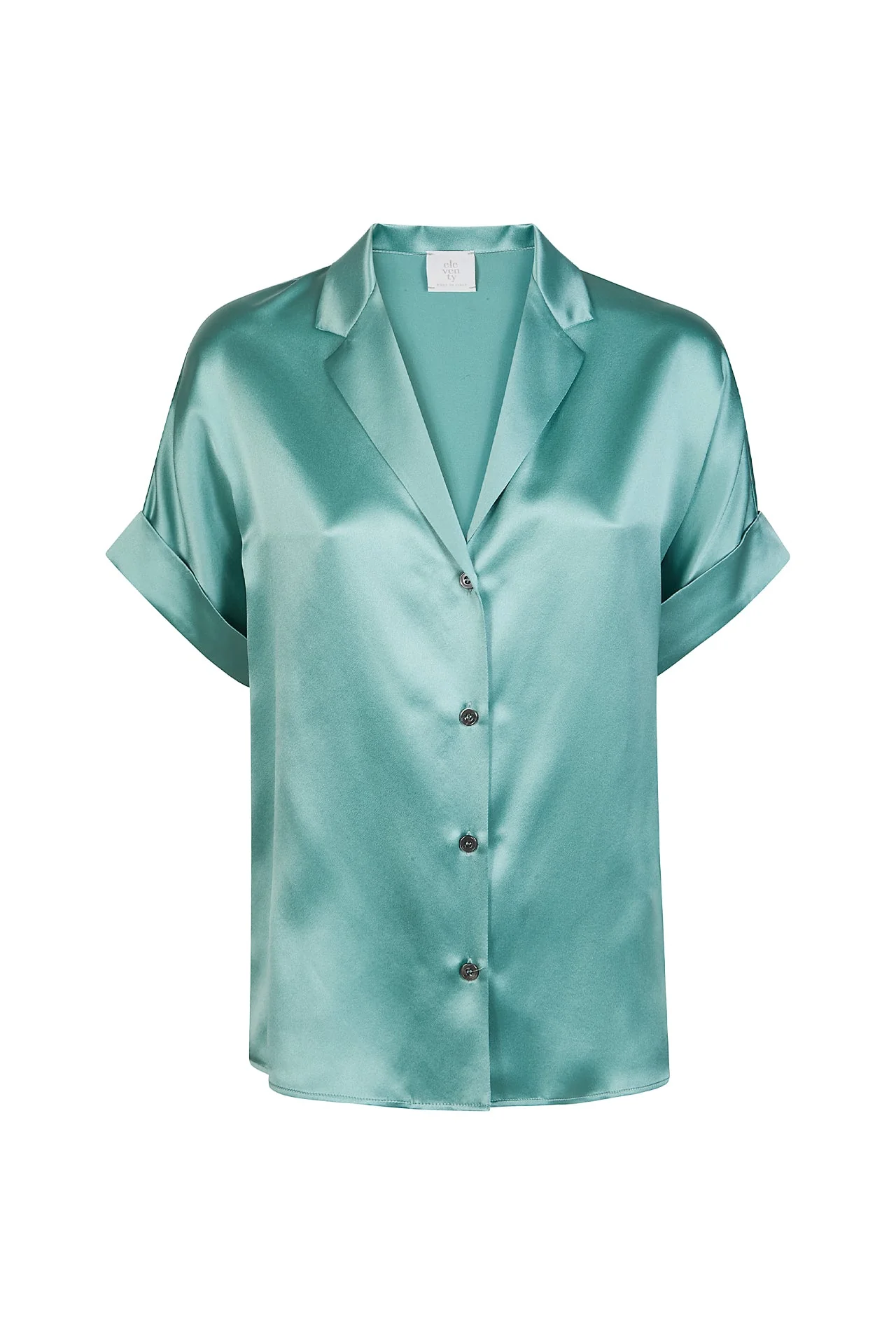 Women's Striped Silk and Cotton Shirt with Bowling Collar | Eleventy - Image 2