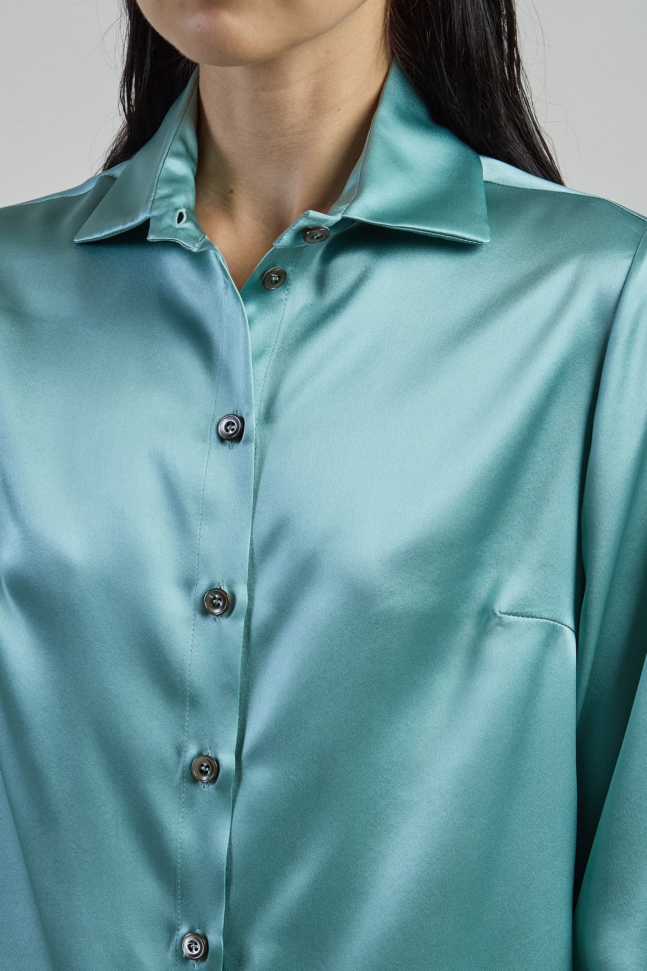 Women's Plain Double Silk Satin Shirt in Comasca Silk | Eleventy - Image 12