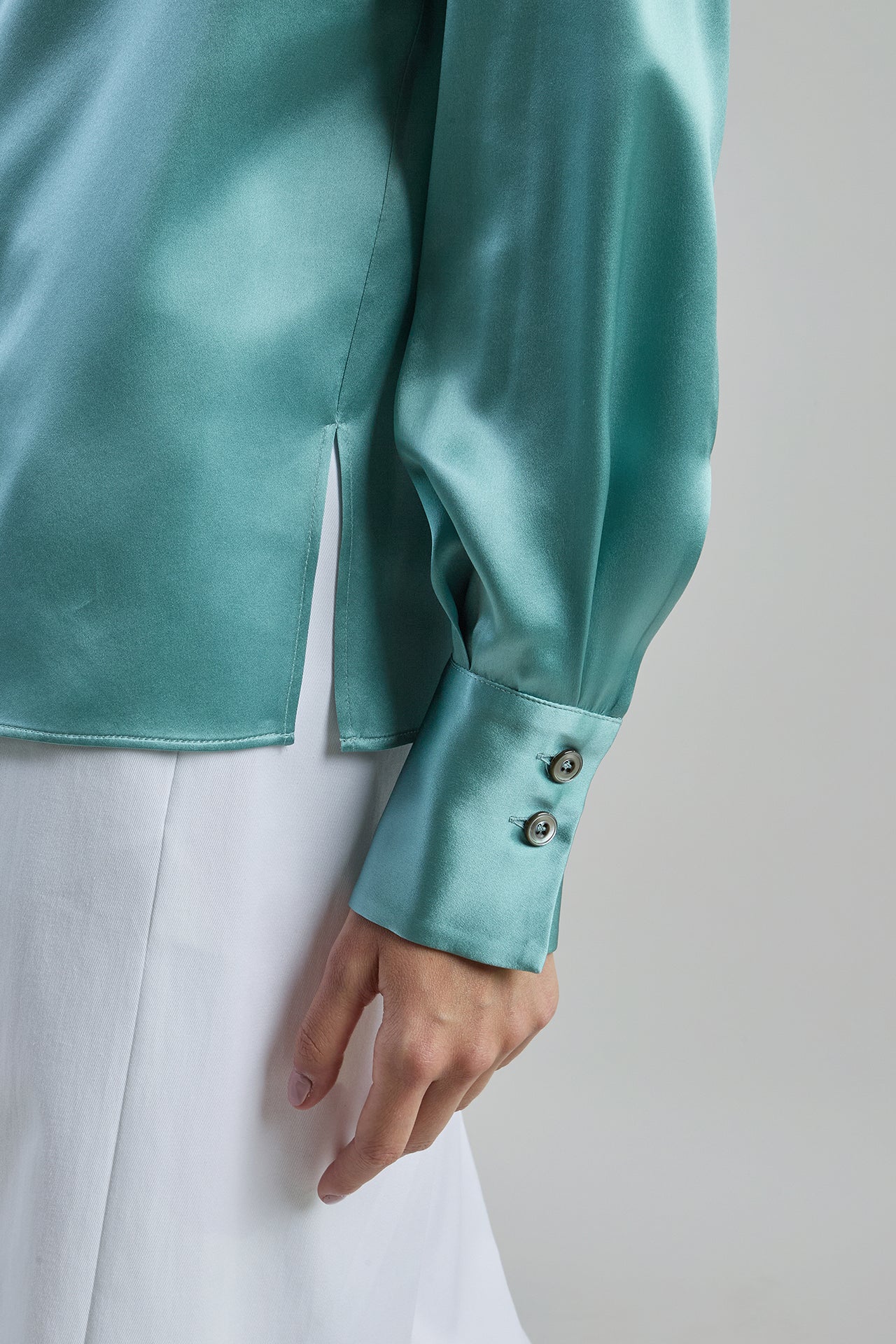 Women's Plain Double Silk Satin Shirt in Comasca Silk | Eleventy - Image 13