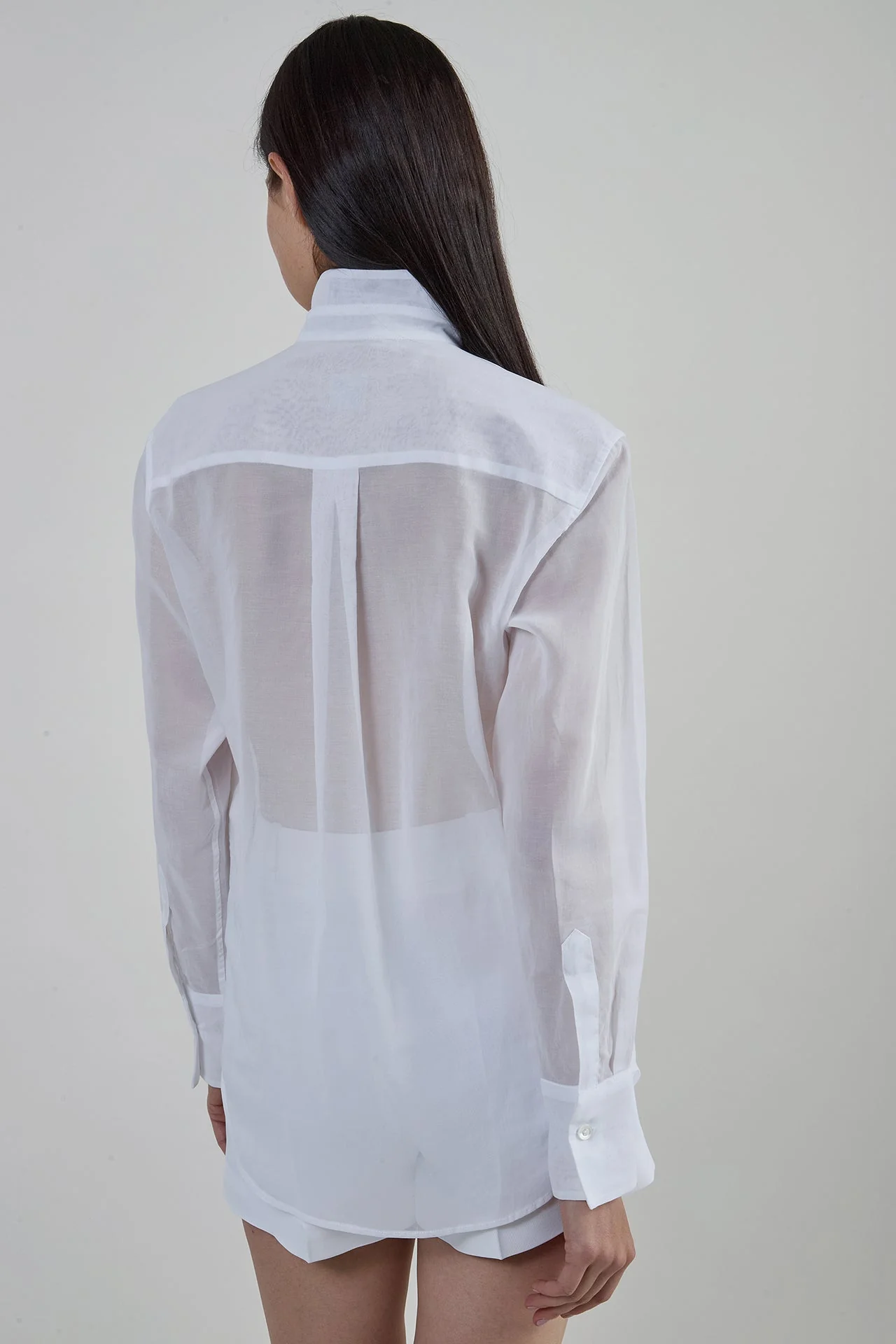 Women's Mock-Neck Tuxedo Shirt in Japanese Cotton | Eleventy - Image 3