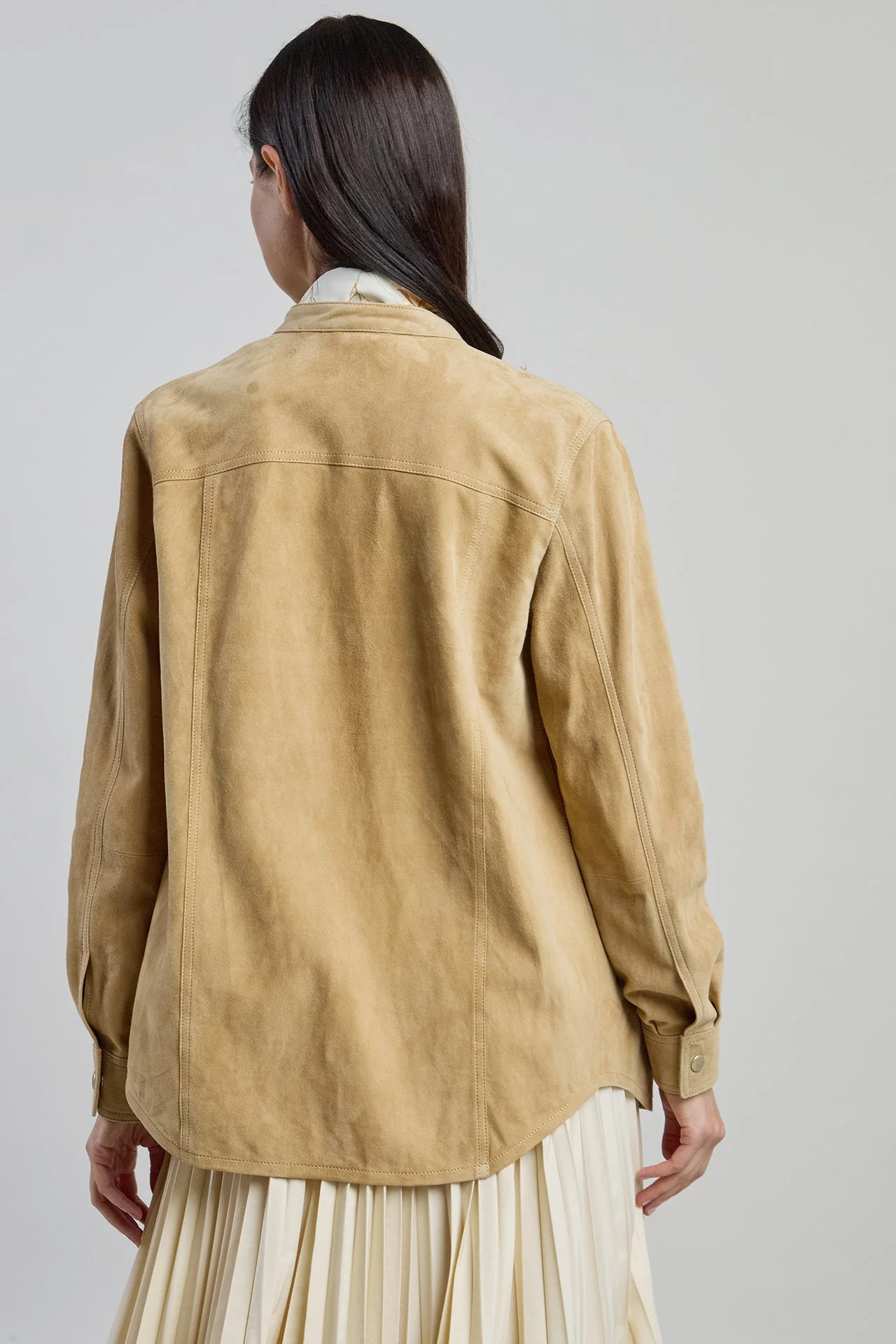 Women's Lightweight Lambskin Suede Western-Style Shirt | Eleventy - Image 3