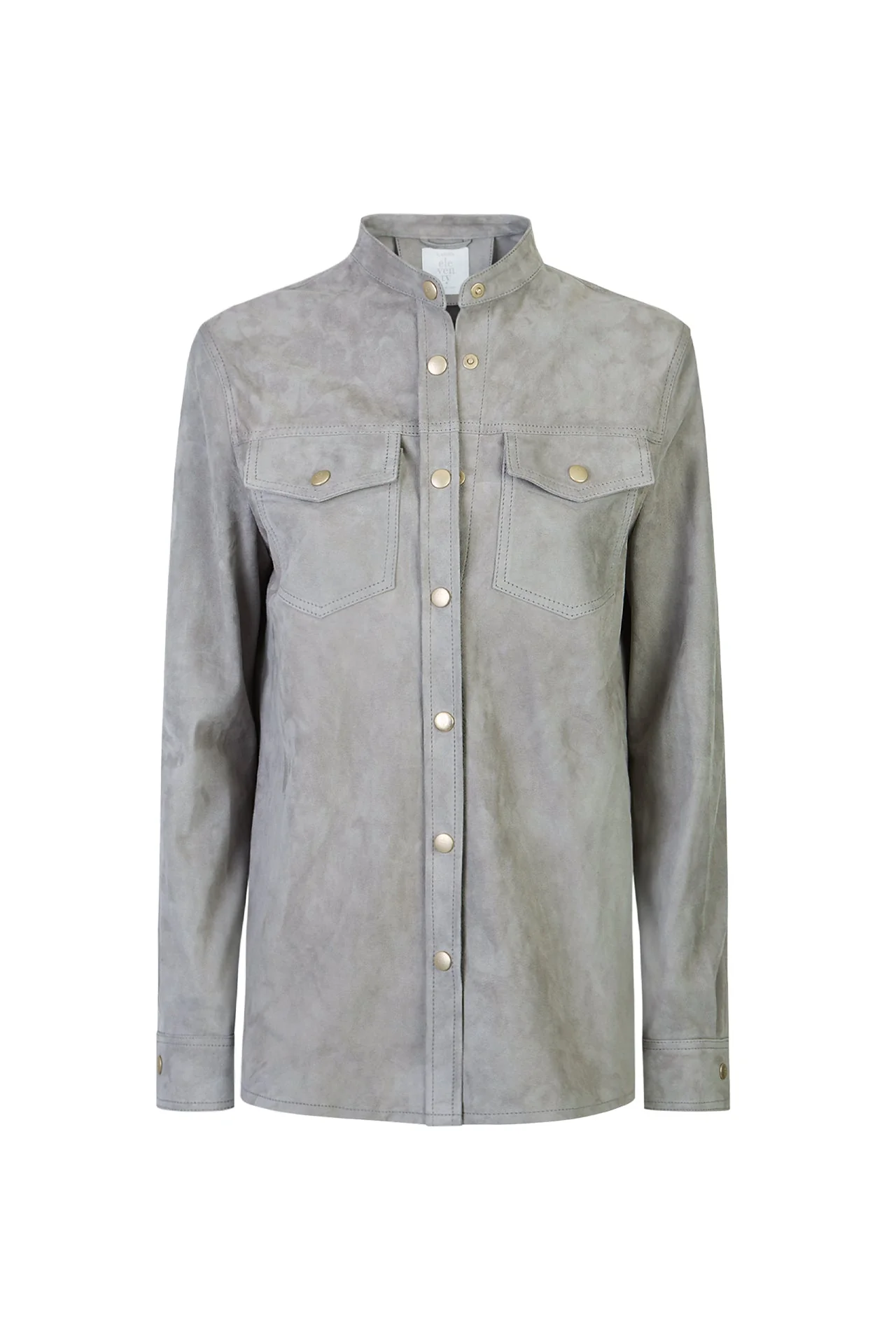 Women's Lightweight Lambskin Suede Western-Style Shirt | Eleventy - Image 6