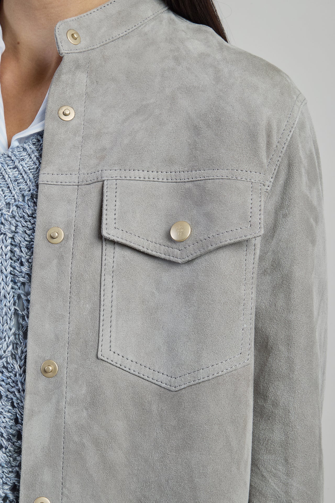 Women's Lightweight Lambskin Suede Western-Style Shirt | Eleventy - Image 9