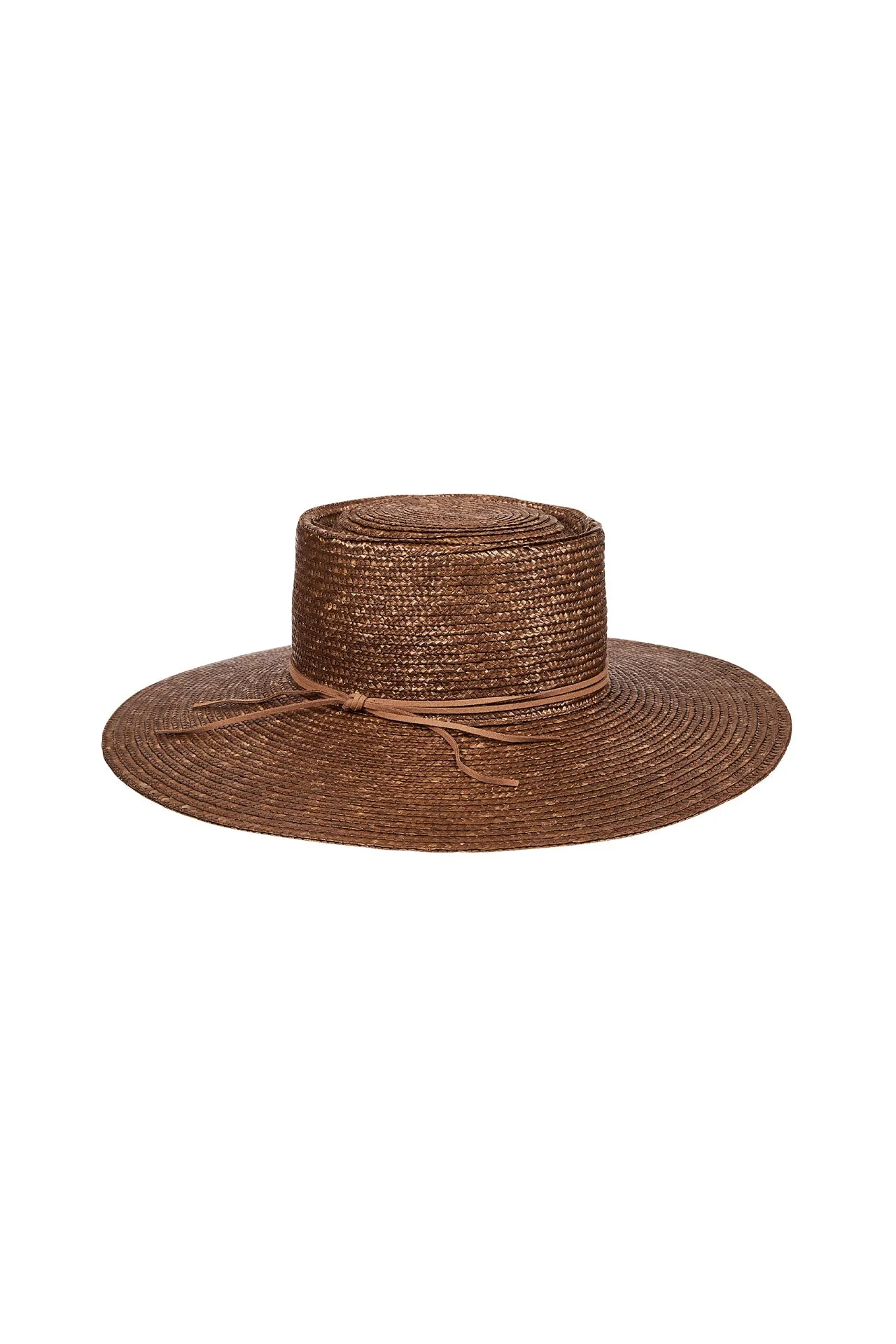 Wide-Brim Natural Straw Hat with Leather Ribbon | Eleventy - Image 3
