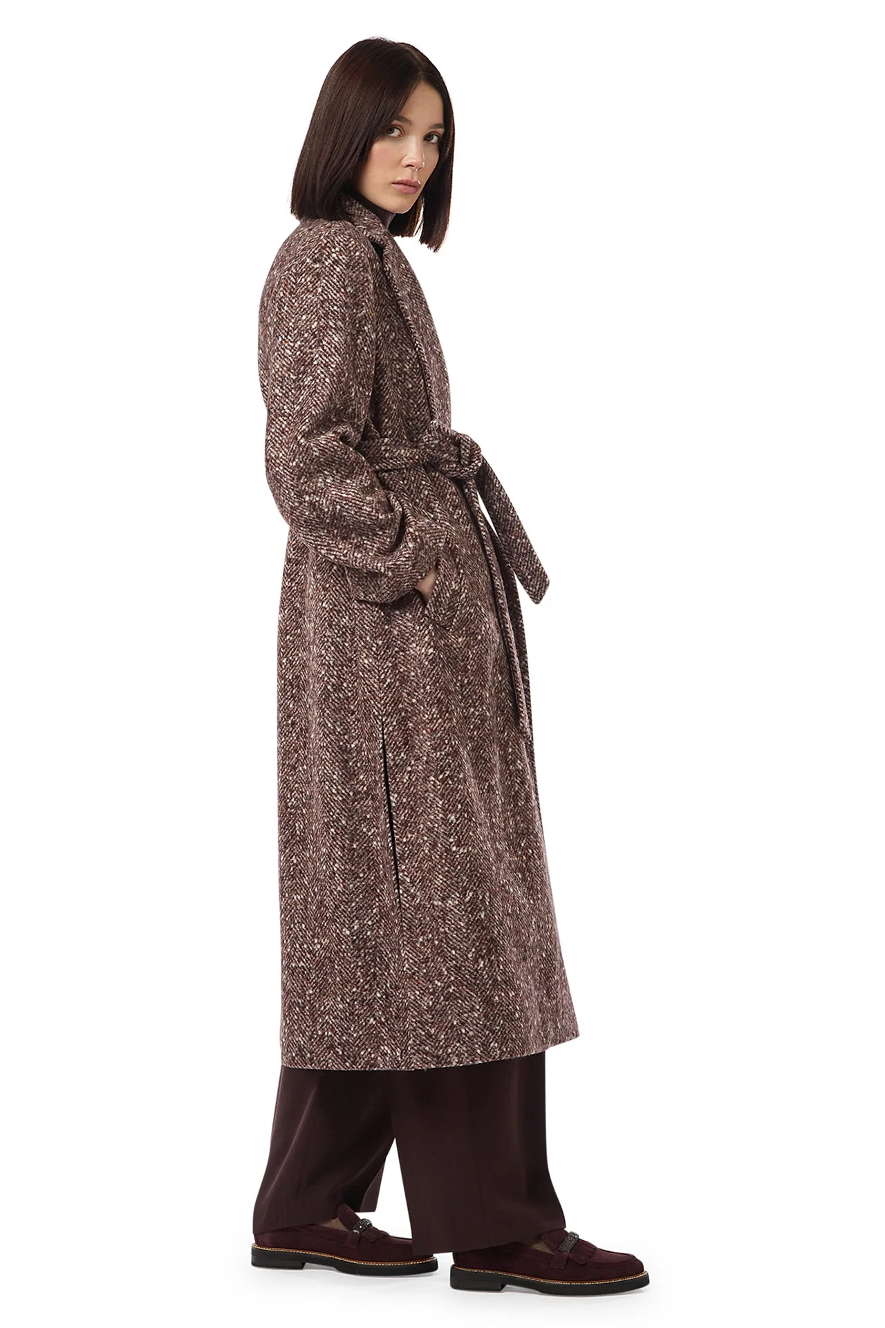 LONG COAT WITH BELT - Image 3