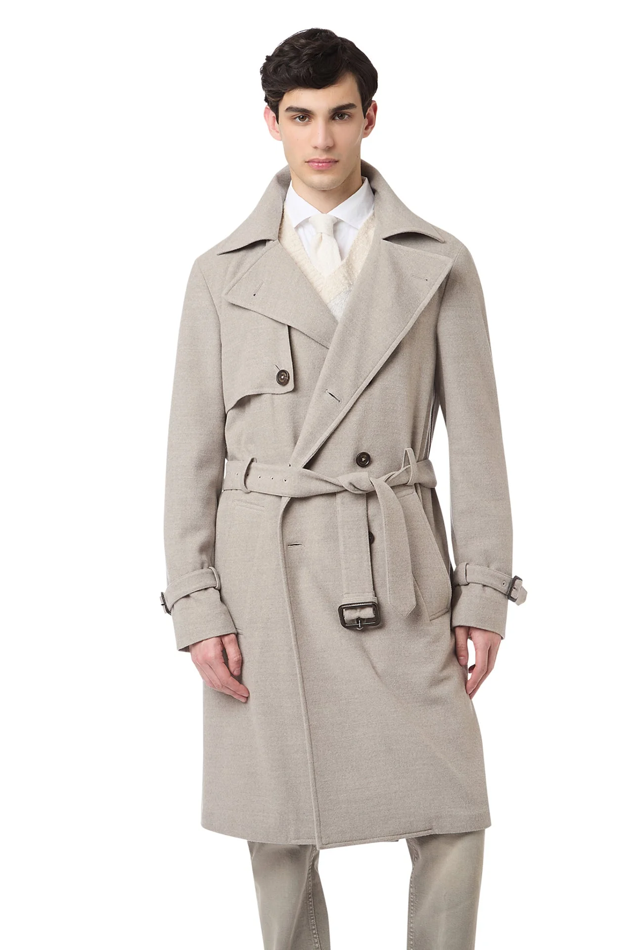 DOUBLE-BREASTED COAT WITH BELT - Image 2