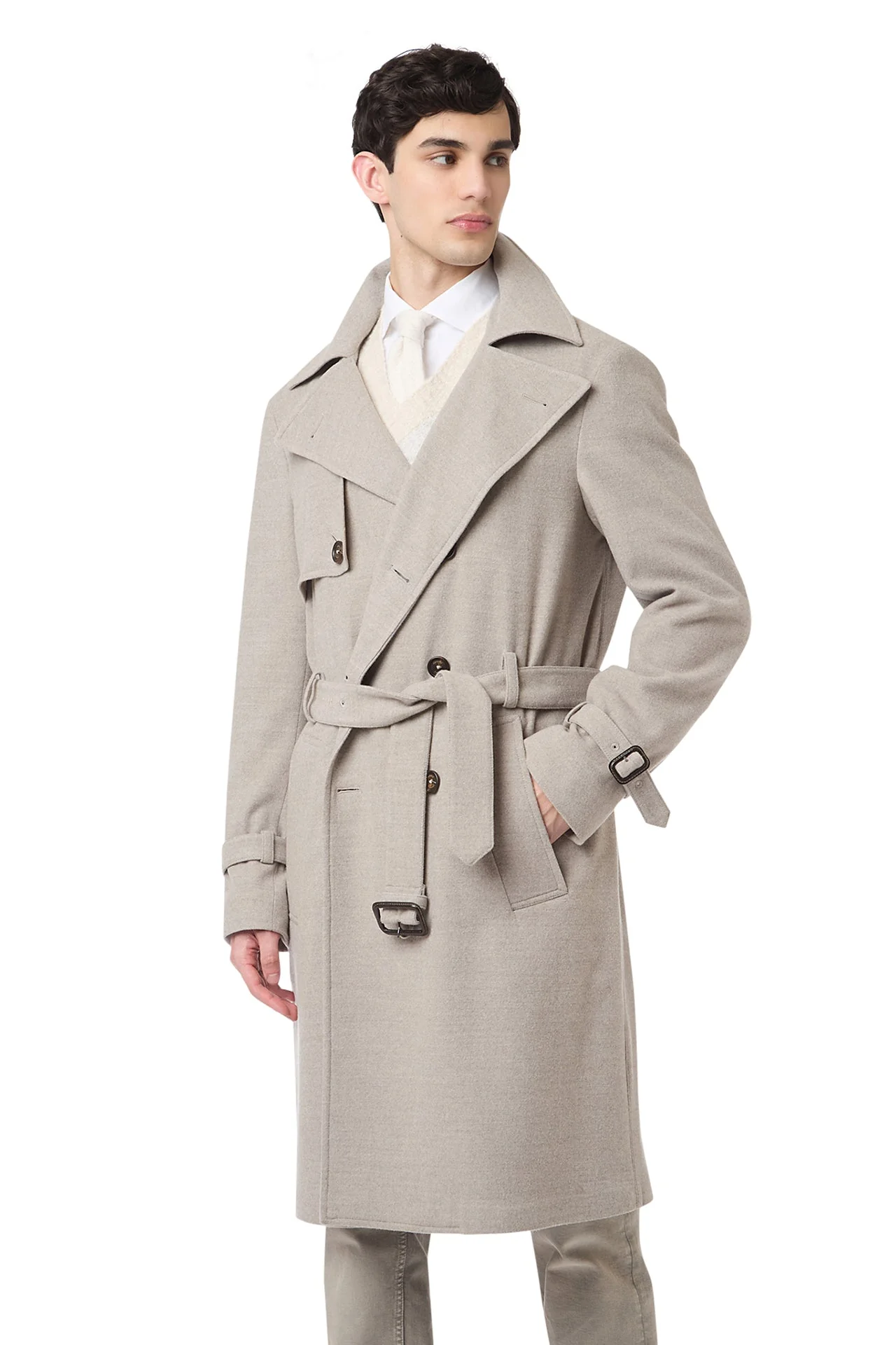 DOUBLE-BREASTED COAT WITH BELT - Image 3