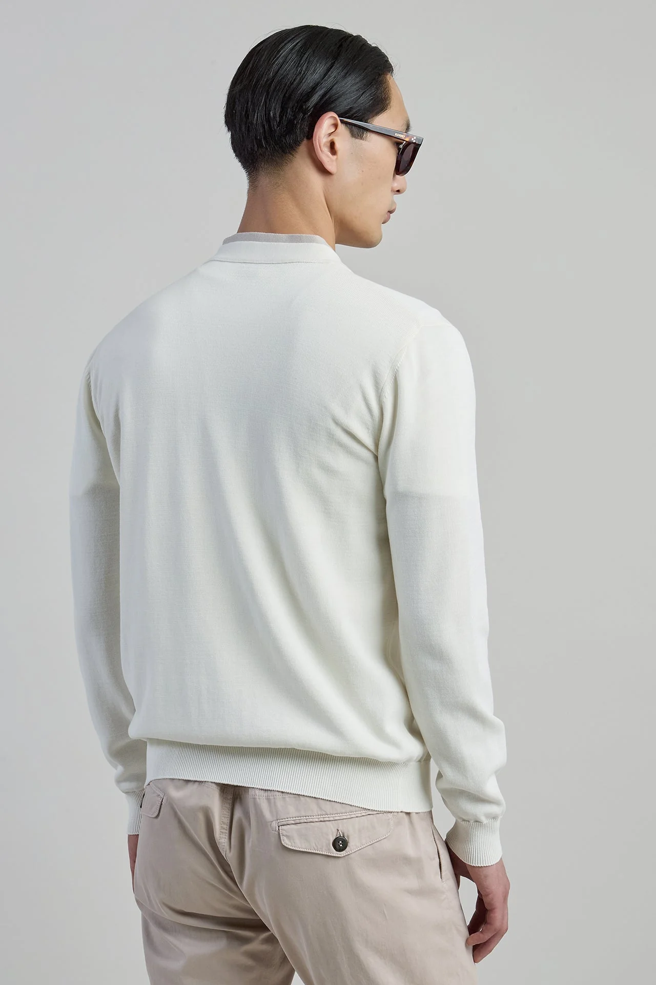 Cotton Cardigan with Contrast Placket and Horn Buttons | Eleventy - Image 3