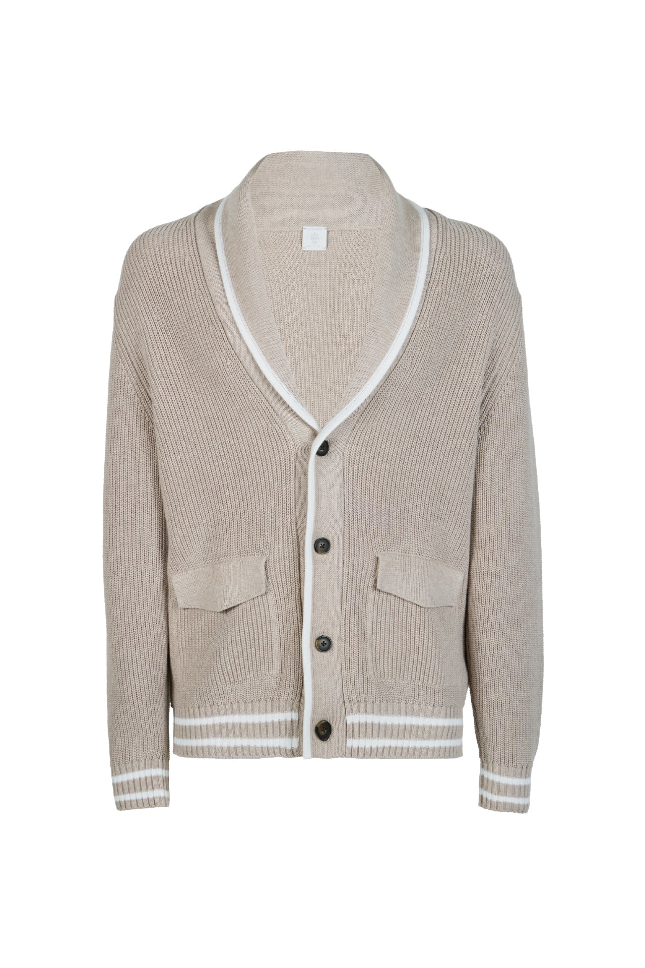 Men's English Rib Cotton Shawl Collar Cardigan | Eleventy
