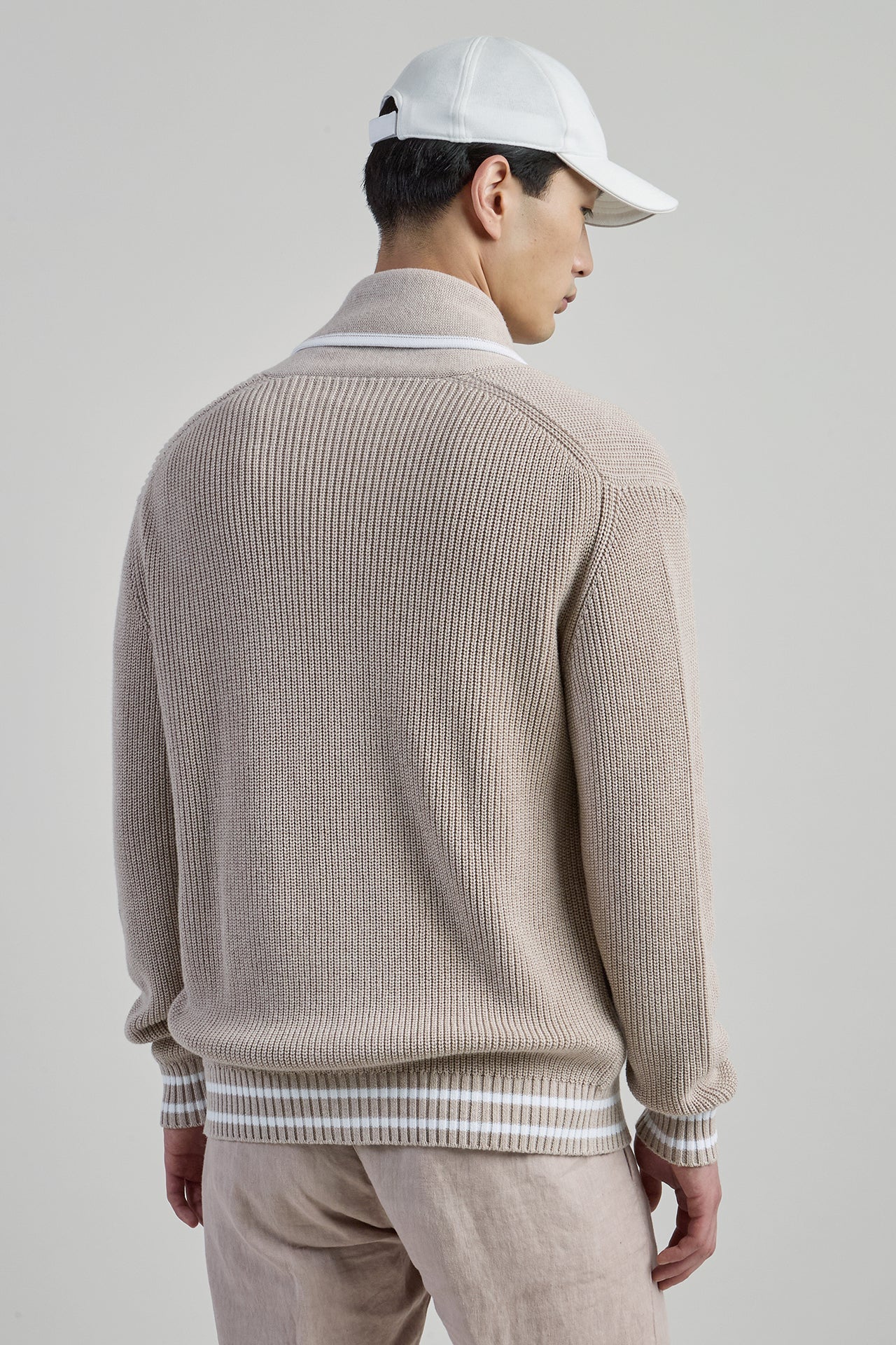Men's English Rib Cotton Shawl Collar Cardigan | Eleventy - Image 3