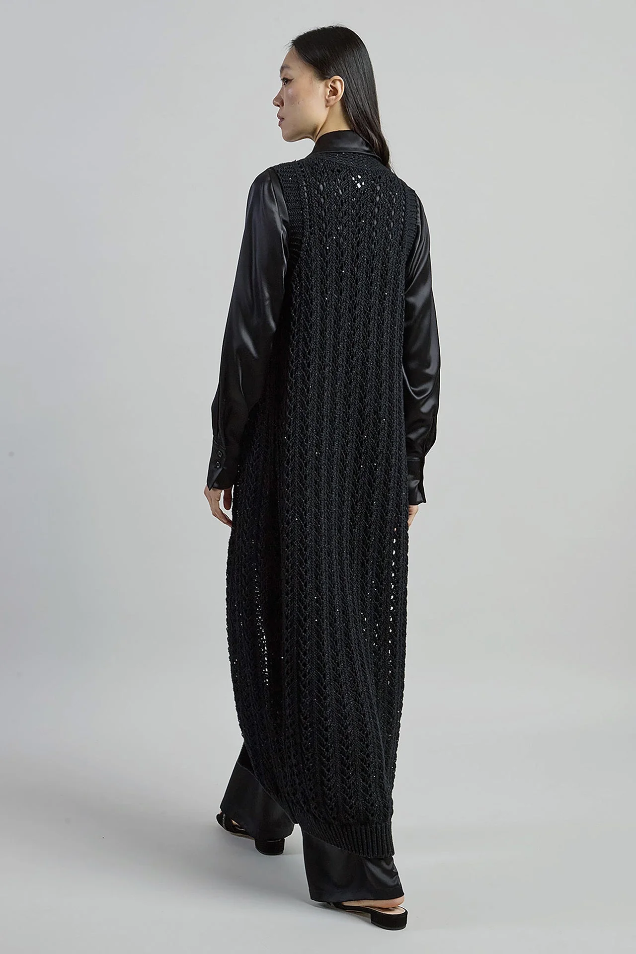 Long Cotton and Linen Cardigan with Sequin Details | Eleventy - Image 7