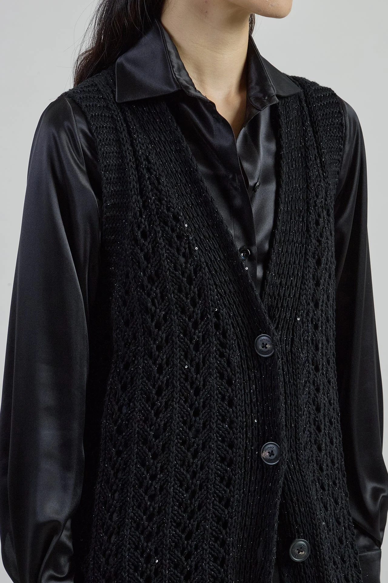 Long Cotton and Linen Cardigan with Sequin Details | Eleventy - Image 8