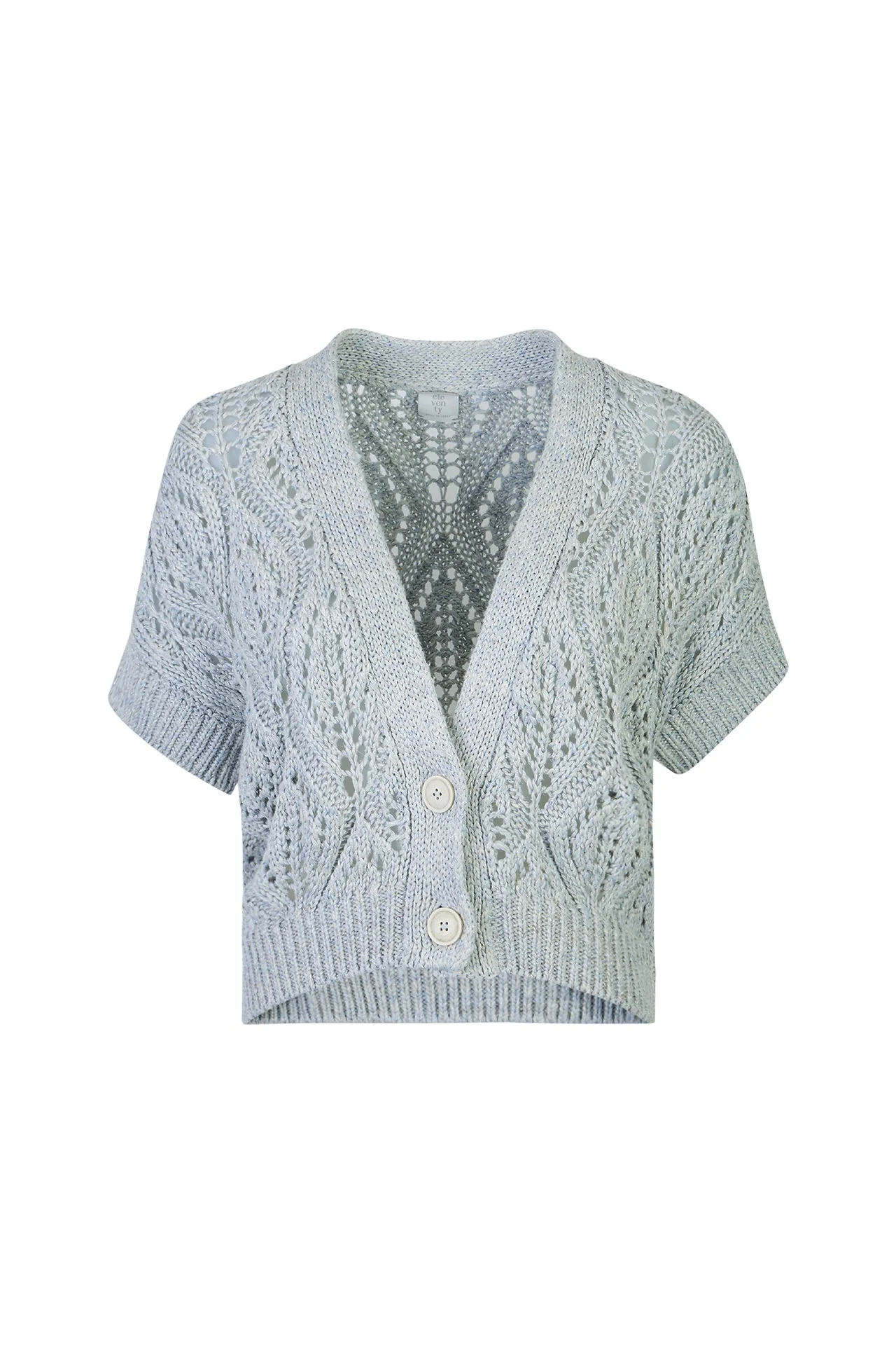 Women's Linen Cotton Silk Short Sleeve V-Neck Cardigan | Eleventy