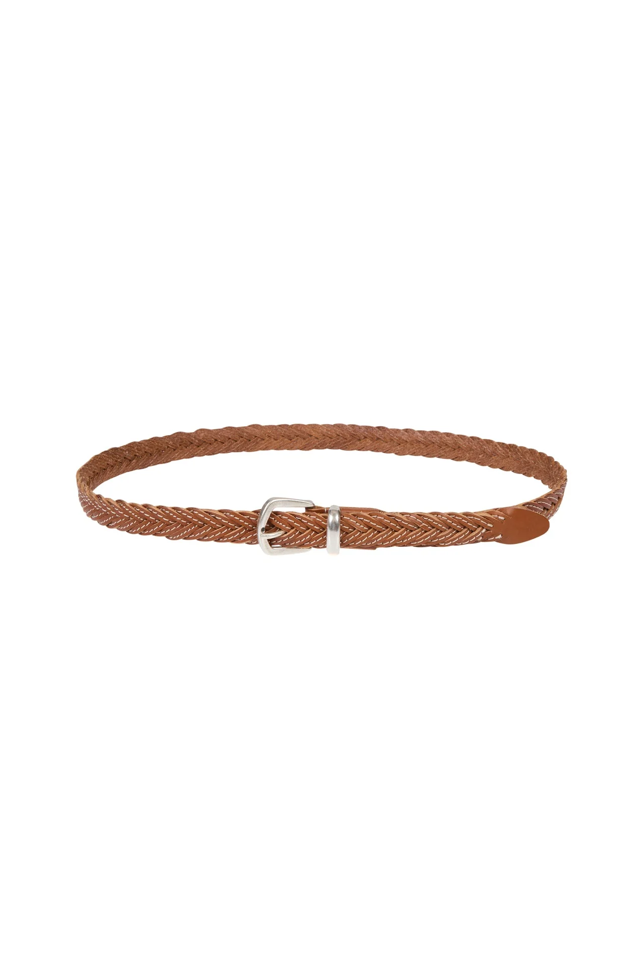 Men's Braided Cowhide Leather Belt with Silver Buckle | Eleventy
