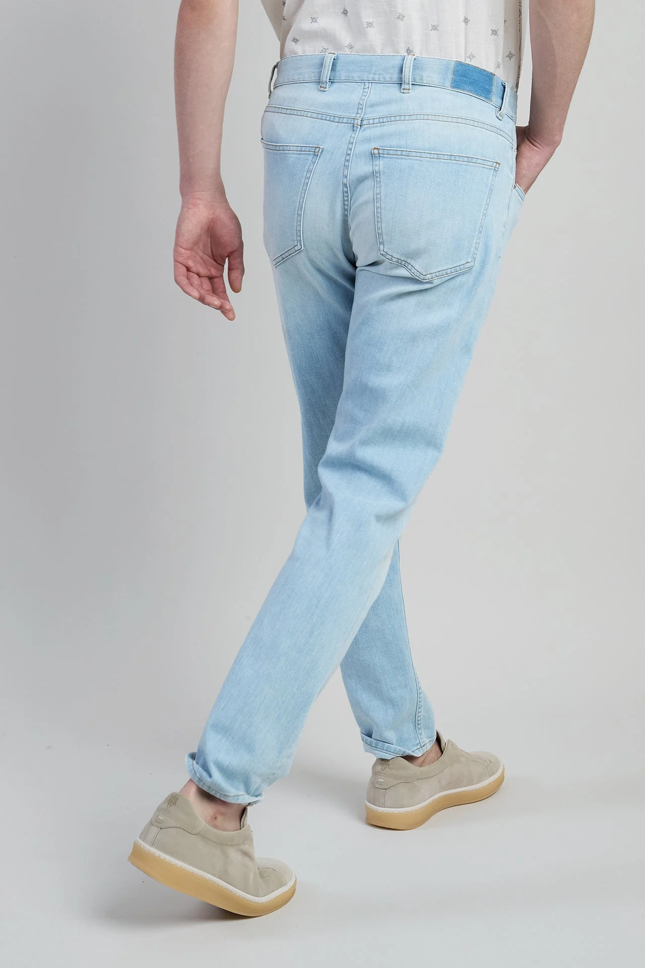 Men's Regular Fit 5-Pocket Trousers in Cotton Denim | Eleventy - Image 3