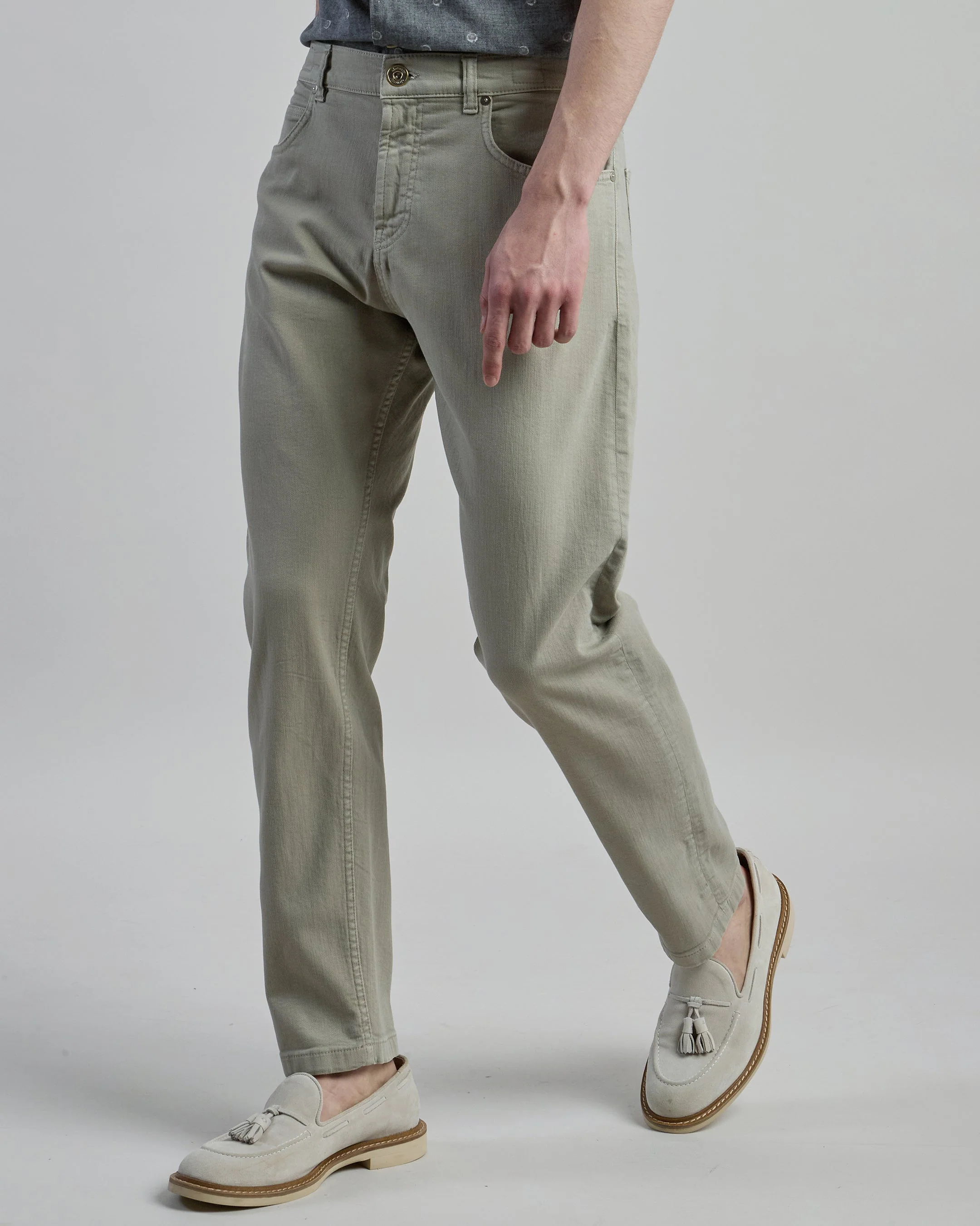 Men's Regular Fit Stretch Cotton Denim 5-Pocket Trousers | Eleventy - Image 2