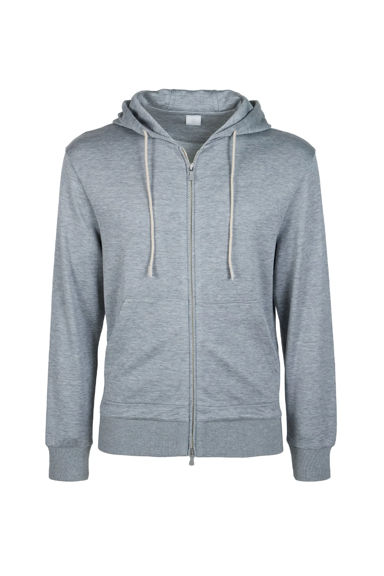 Men's Full Zip Silk Cotton Hoodie with Alcantara Details | Eleventy